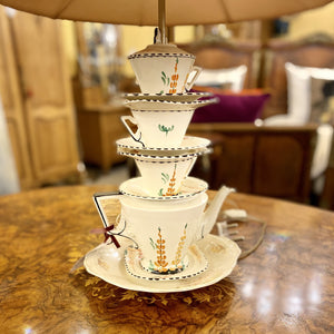 Art Deco Style Stacked Tea Pot Lamp - SOLD