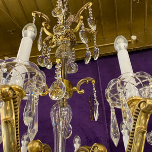 Tall Delos Eight Arm Crystal Chandelier