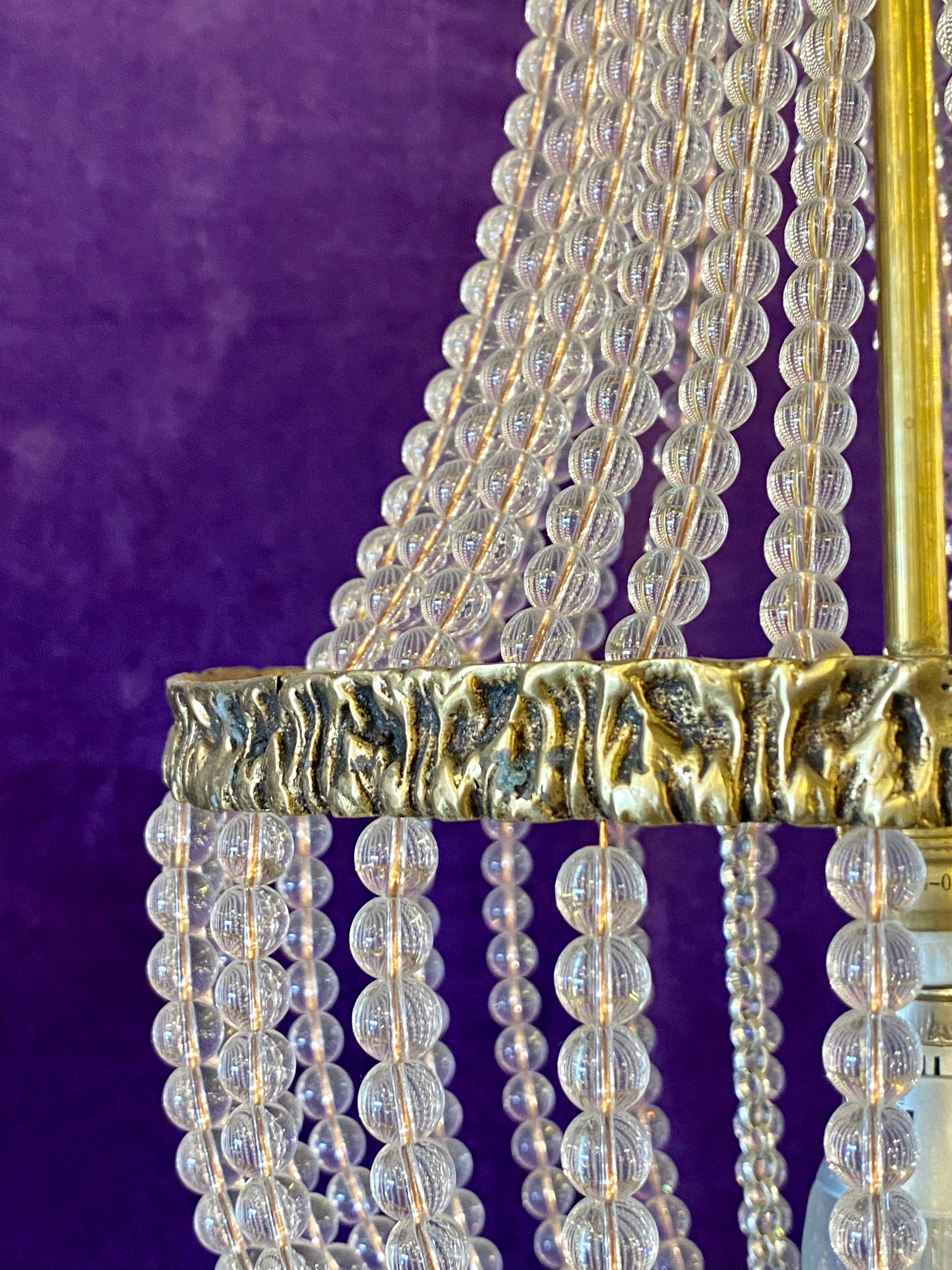 Hand Made Crystal and Brass Neoclassical Chandelier