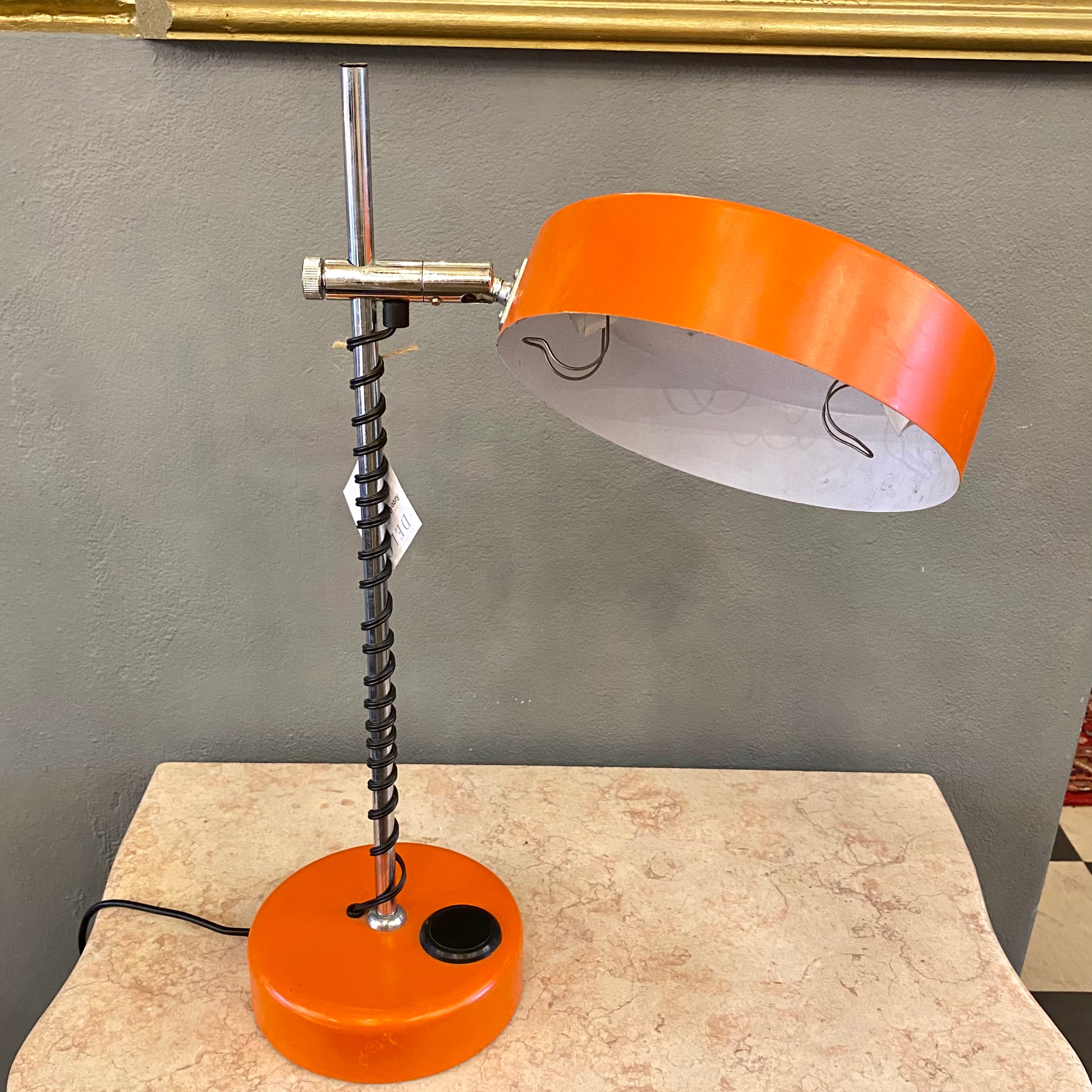 Orange Mid Century Chrome Desk Lamp