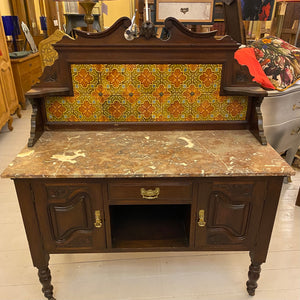 Antique Wash Table with Mottled Marble Top