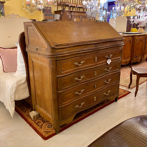 Antique Oak Writing Bureau with Brass Handles