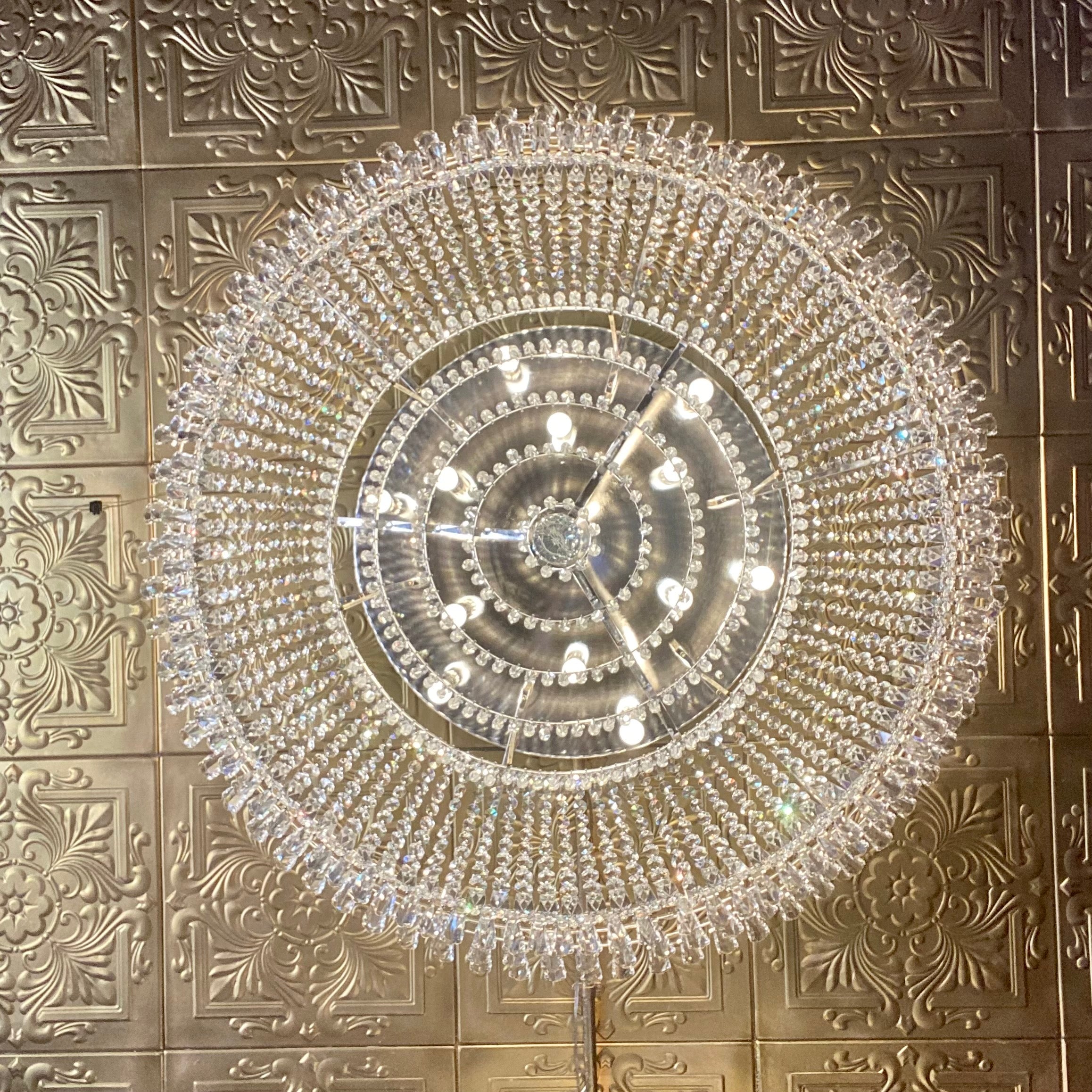 Very Large & Impressive Crystal Flush Mounted Chandelier