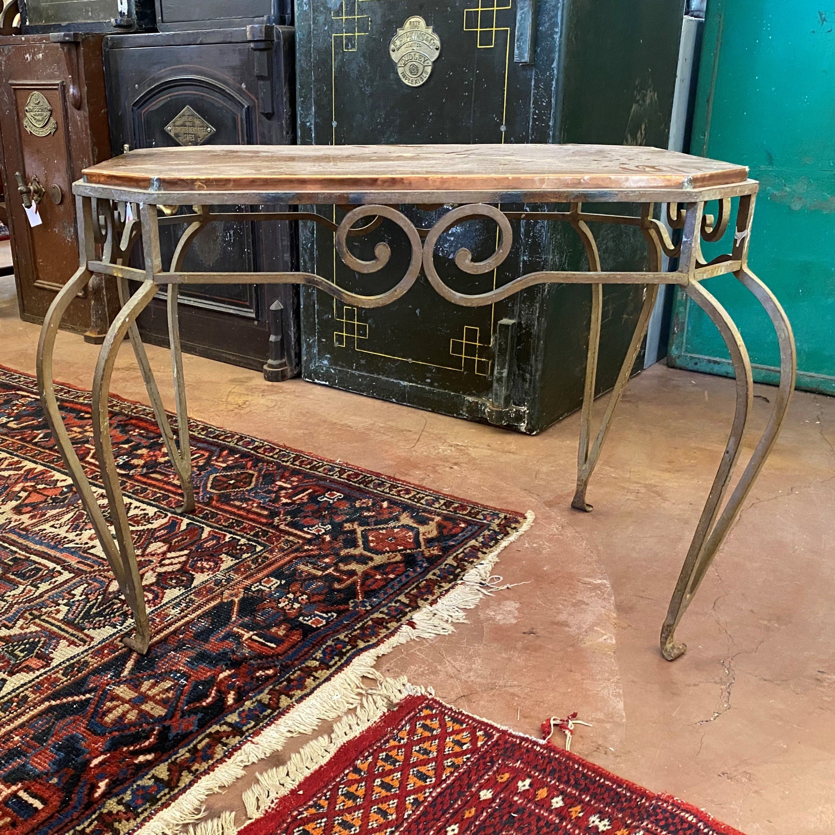 Copper and Wrought Iron Coffee Table