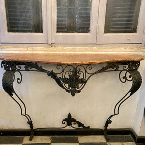 Wrought Iron Wall Mounted Console with Cladded Copper Top