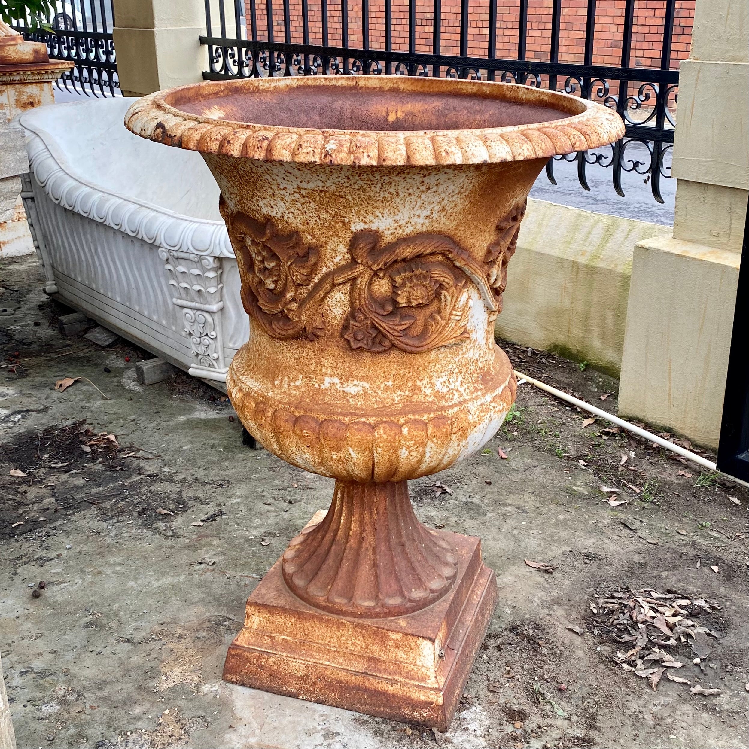 French Scroll Cast Iron Urn - SOLD