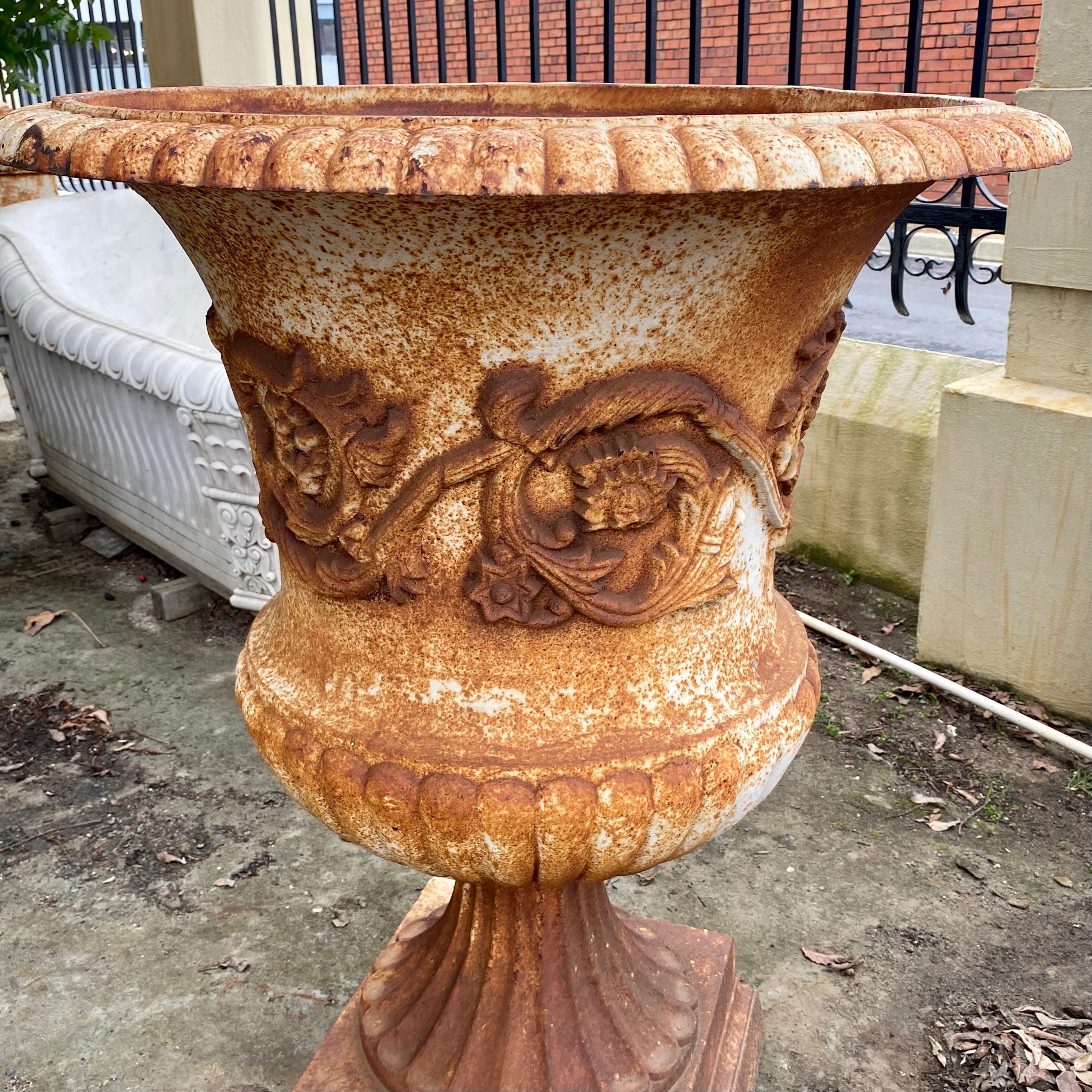 French Scroll Cast Iron Urn - SOLD