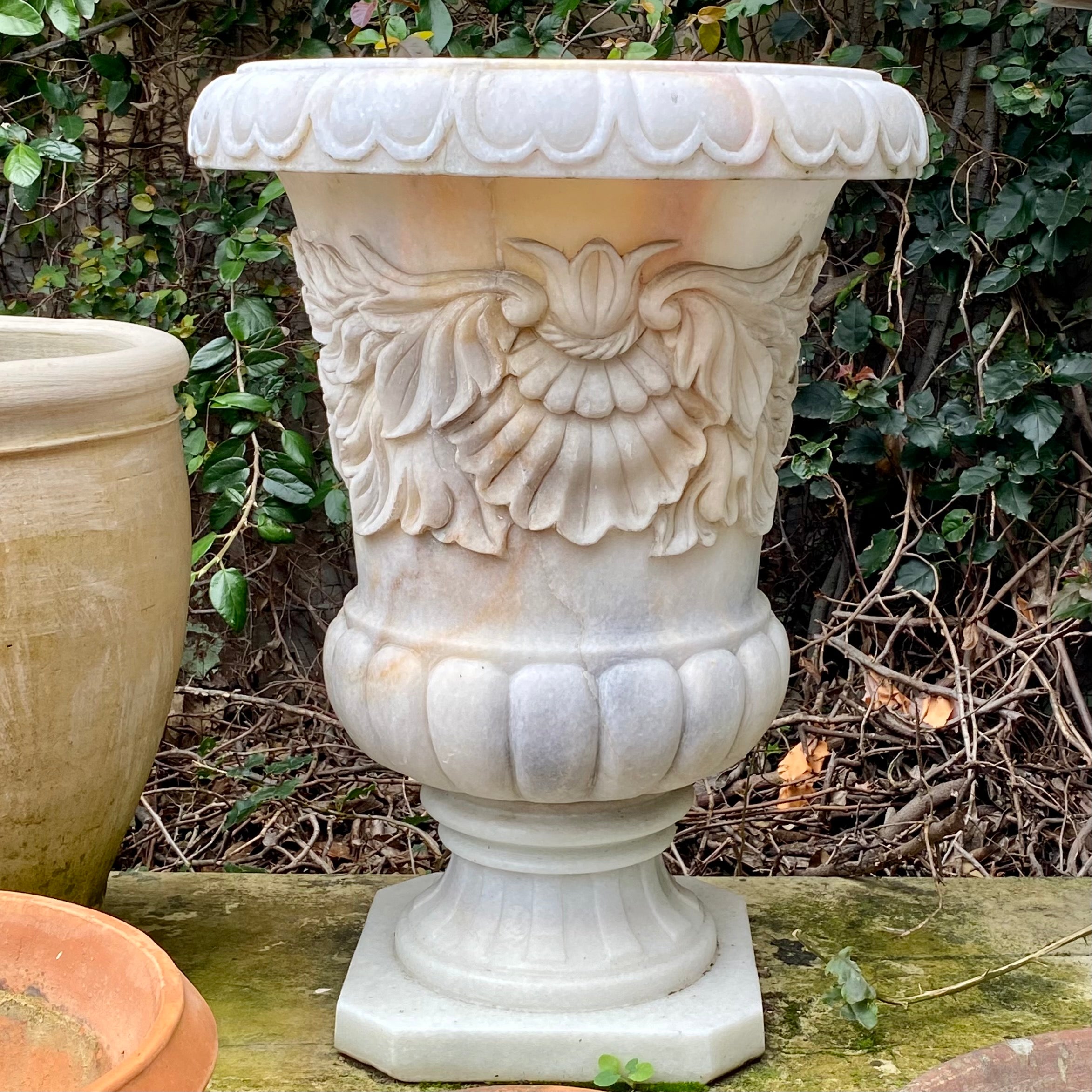 Elegant White Marble Urns