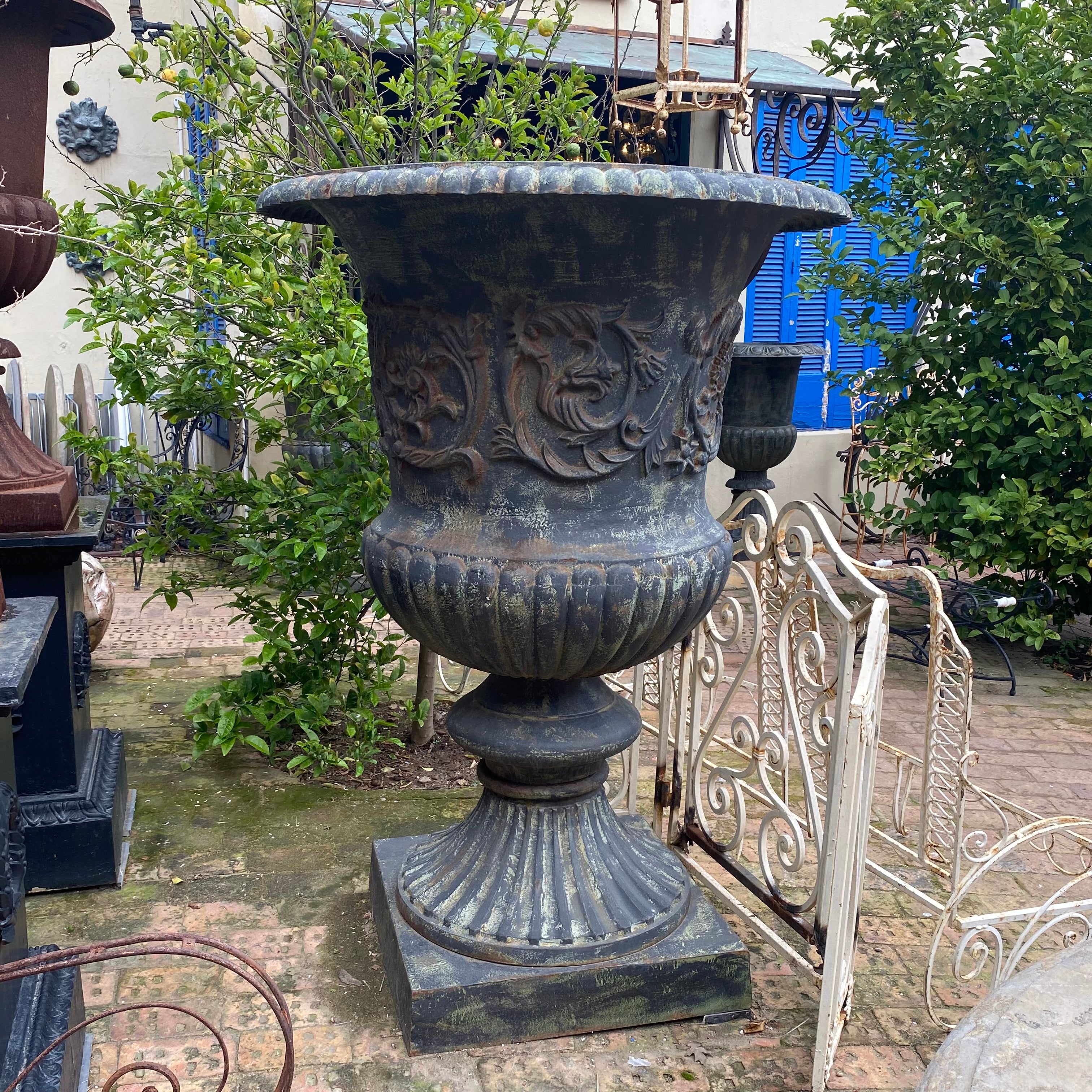 French Scroll Cast Iron Urn - SOLD