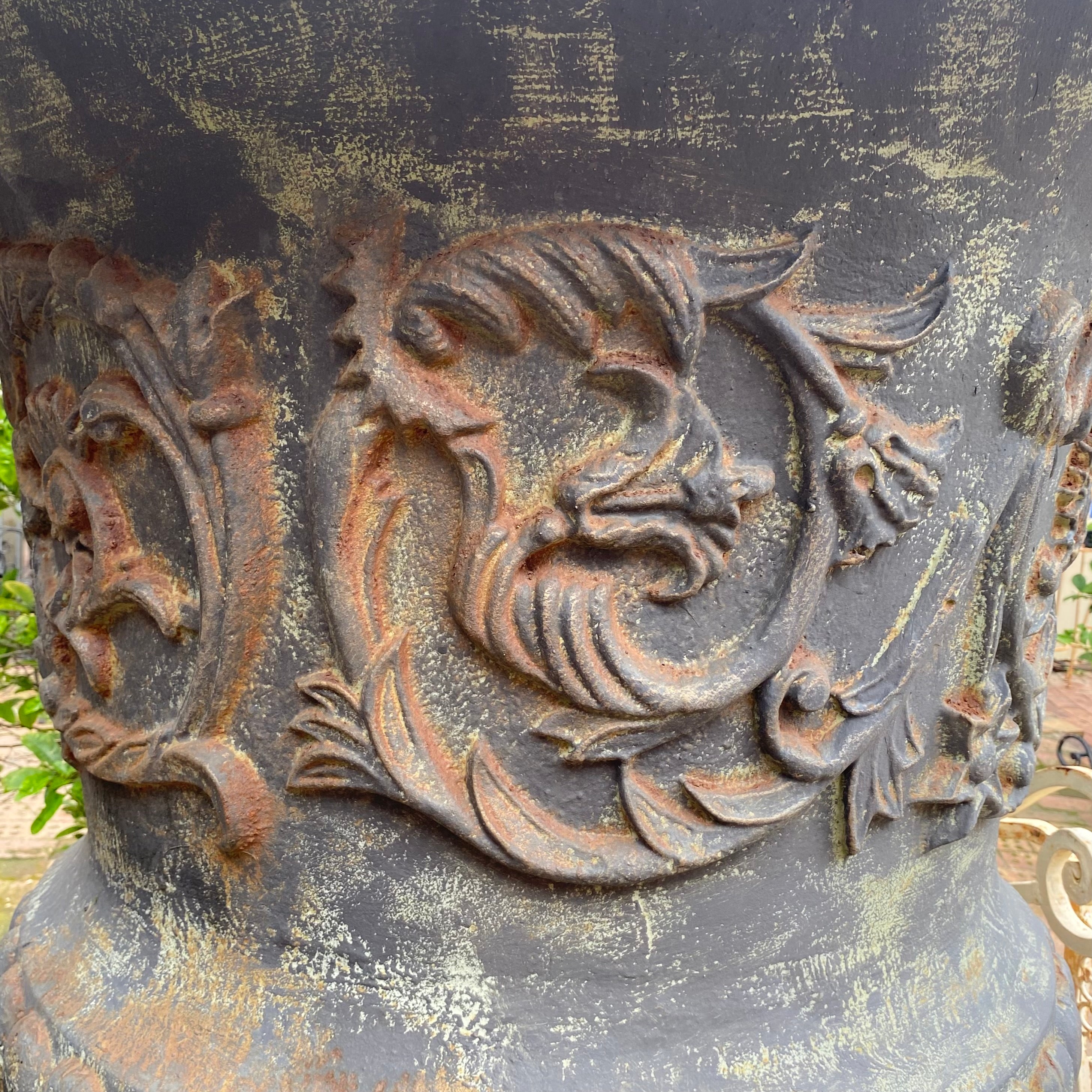 French Scroll Cast Iron Urn - SOLD