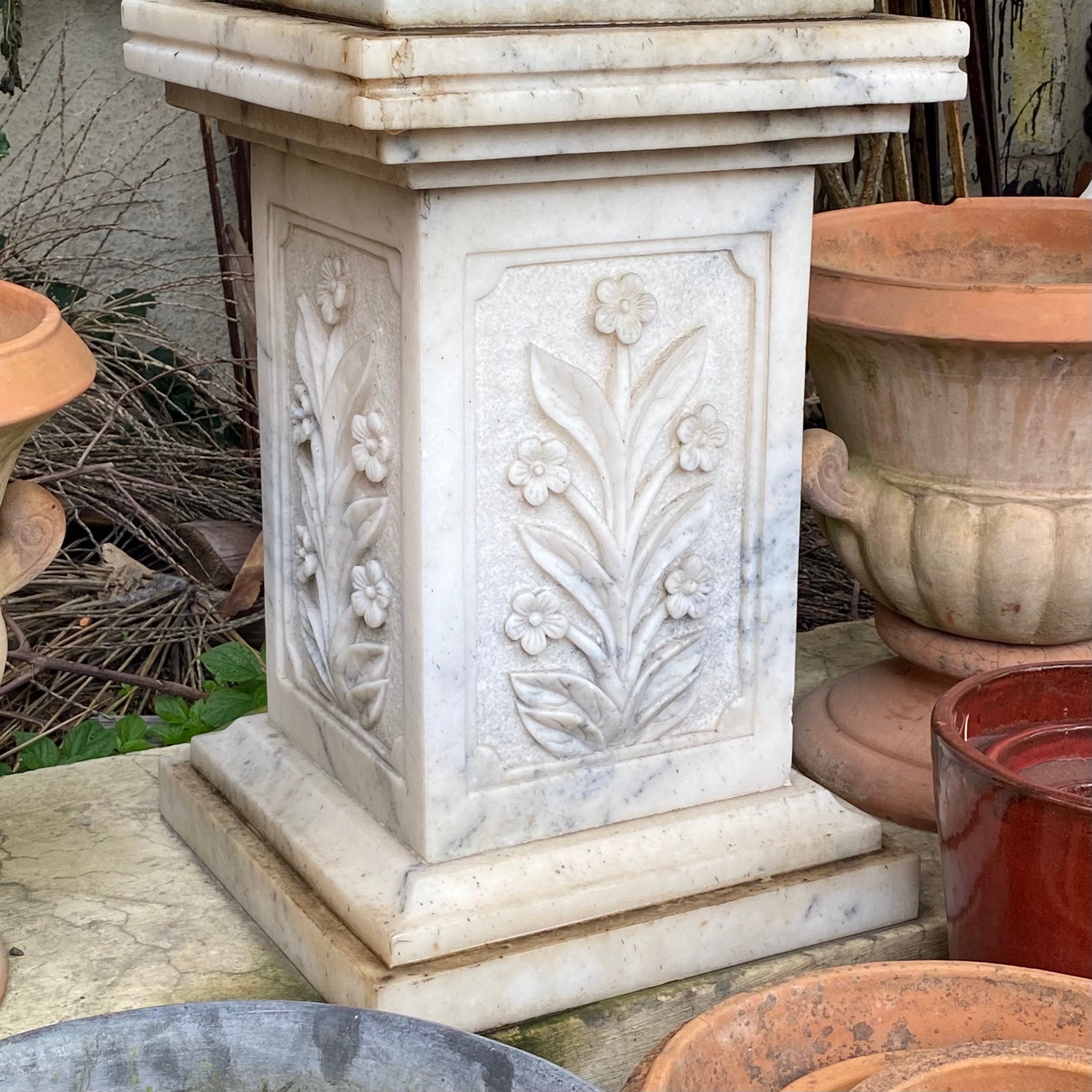 Carved White Marble Plinths