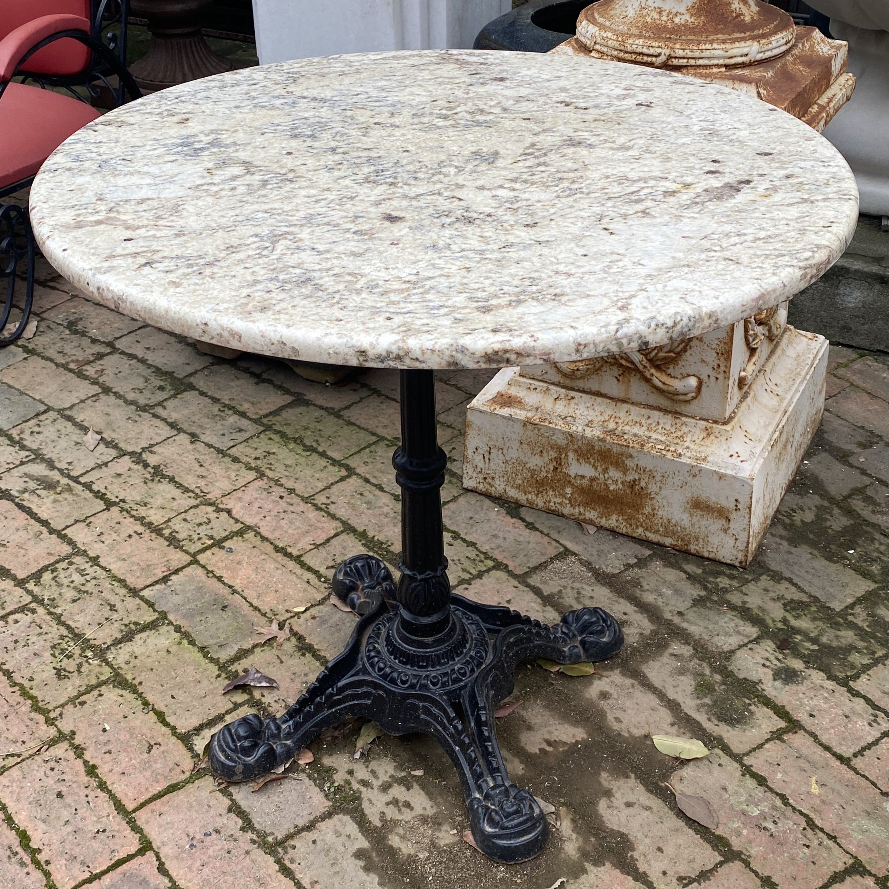 800mm Diameter Marble Table Top with Cast Iron Base - SOLD