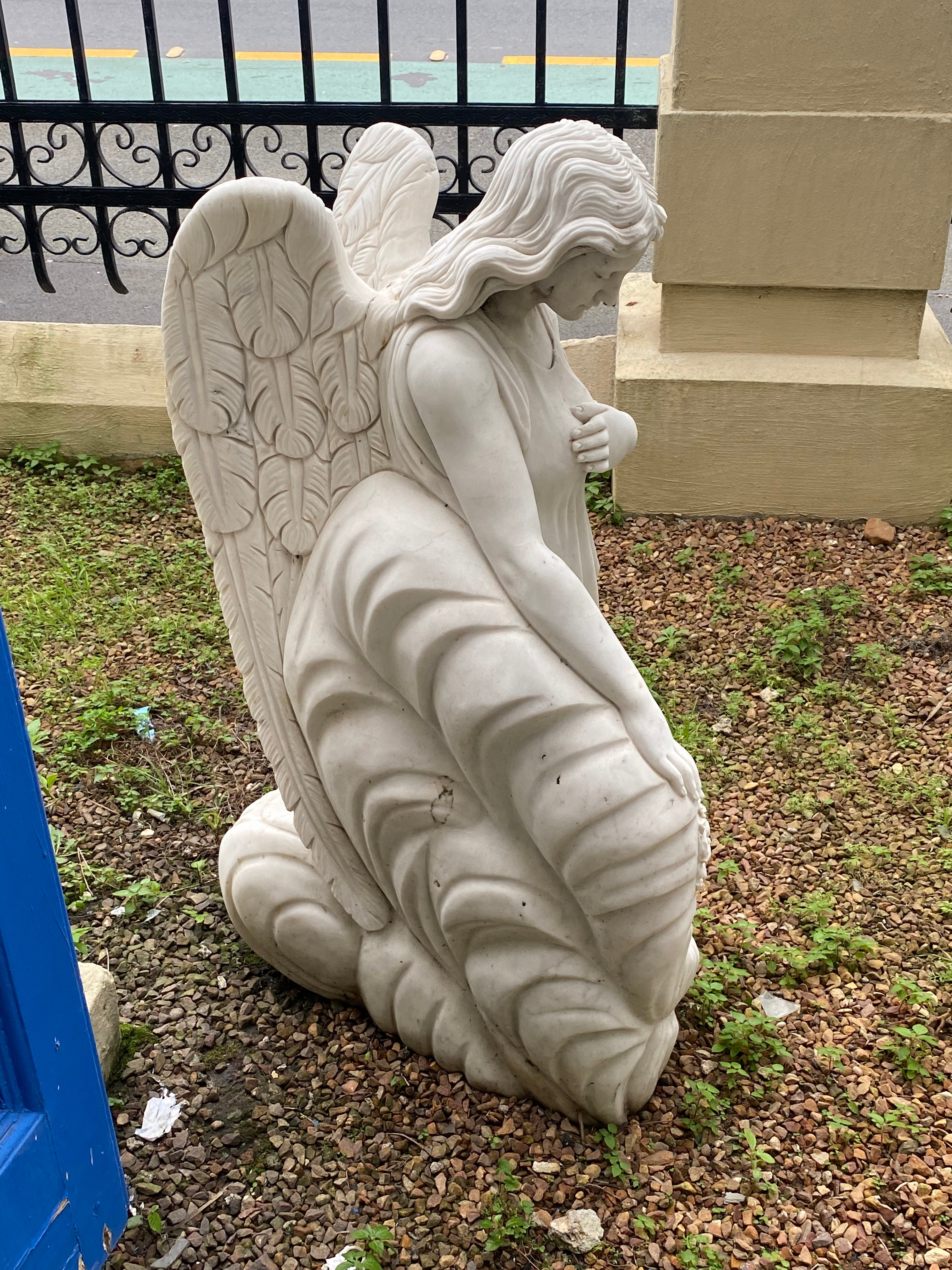 Magnificent White Marble Angel Statue