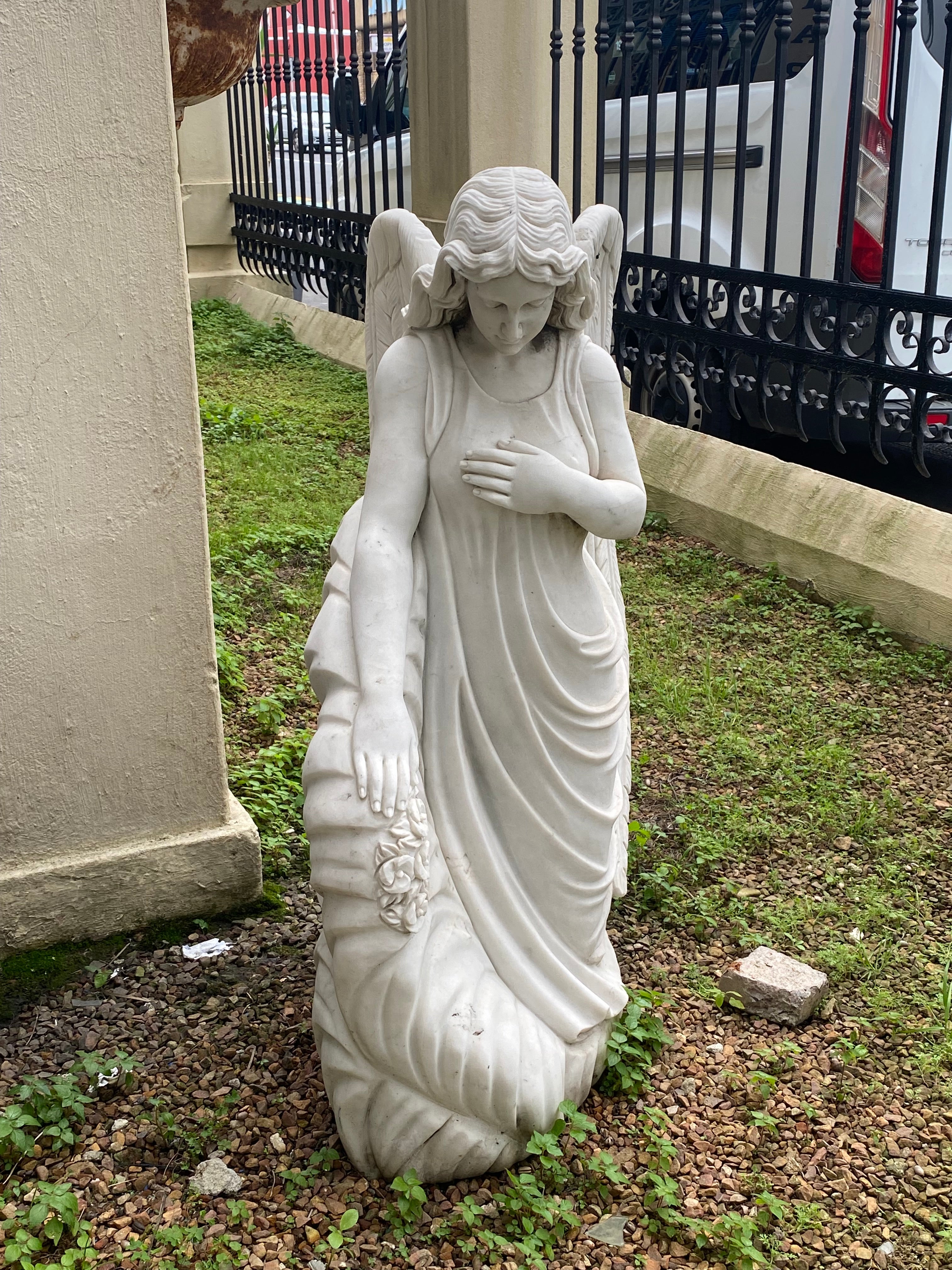 Magnificent White Marble Angel Statue