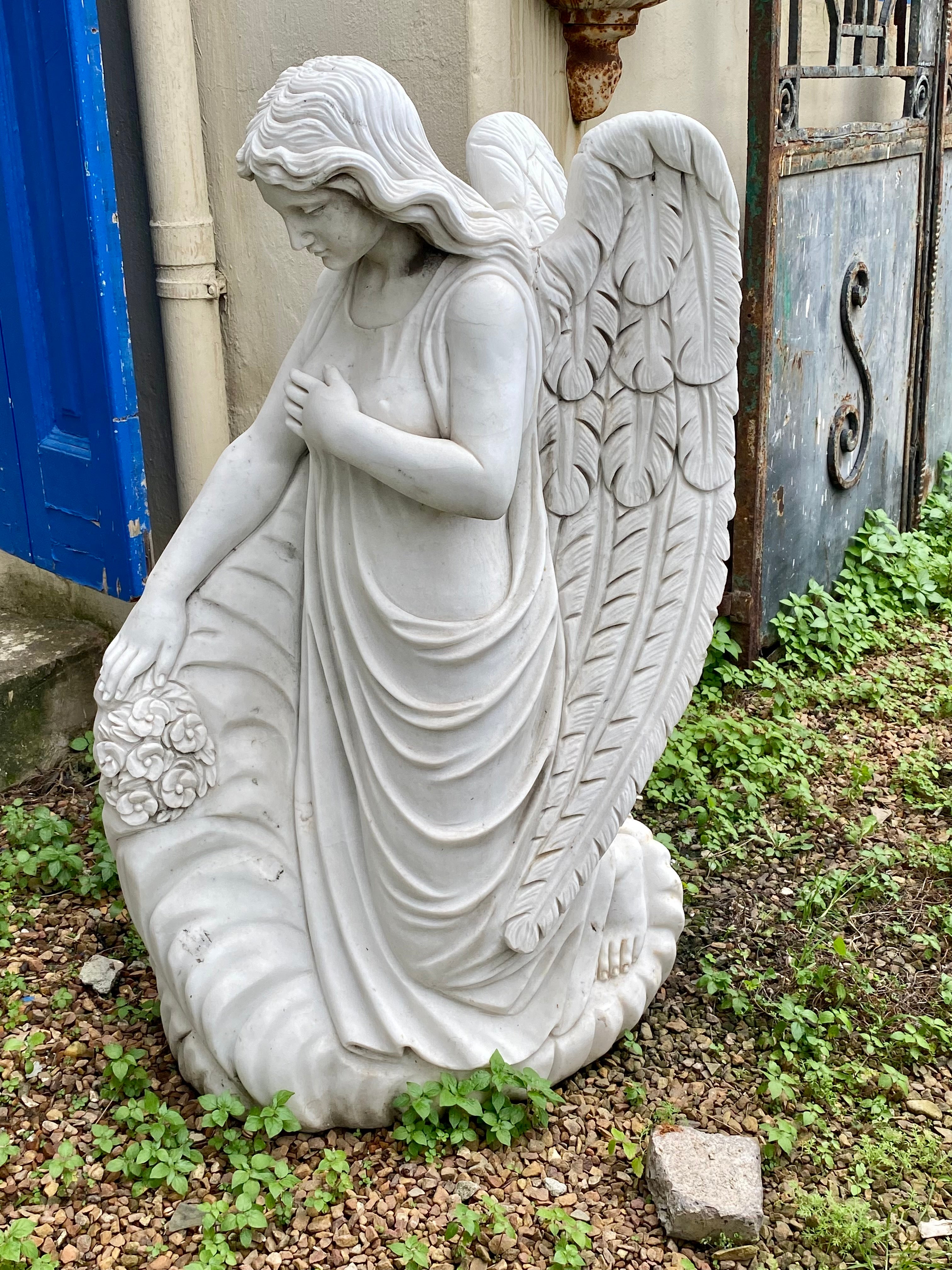 Magnificent White Marble Angel Statue