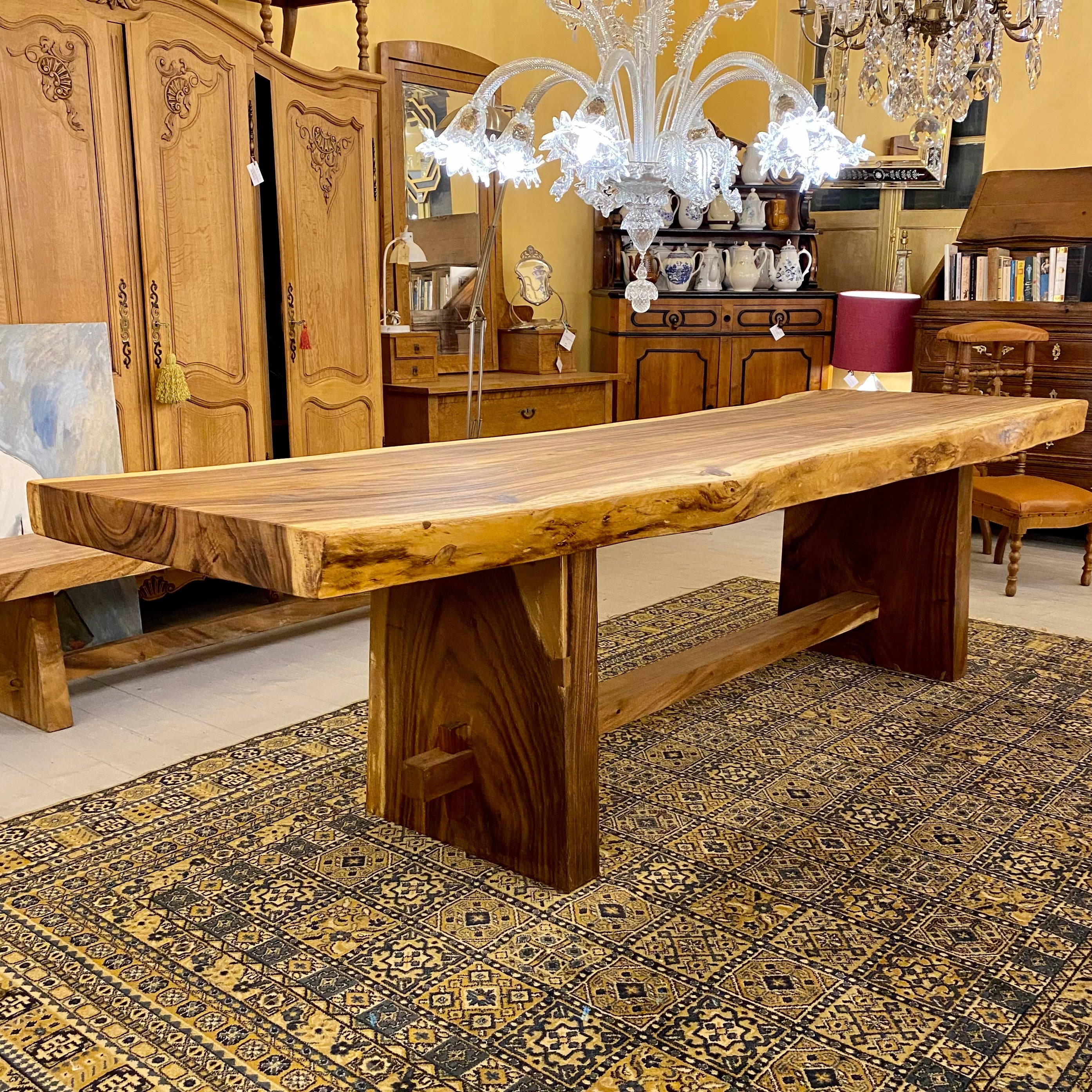 Large White Cedar Wood Dining Table