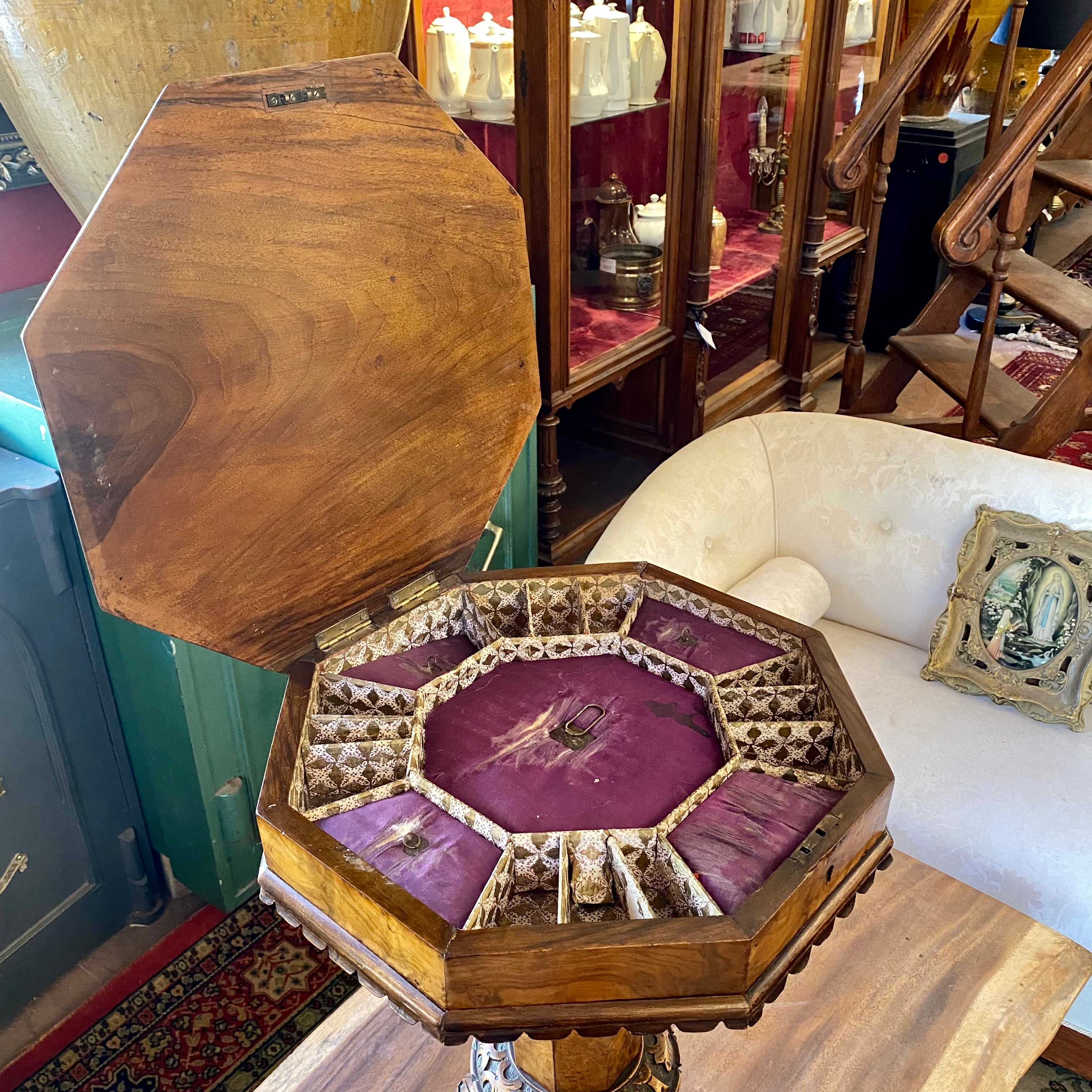 Victorian Walnut Needlework Table