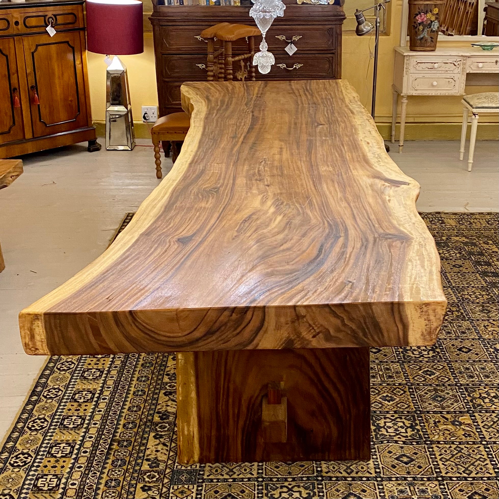 Large White Cedar Wood Dining Table