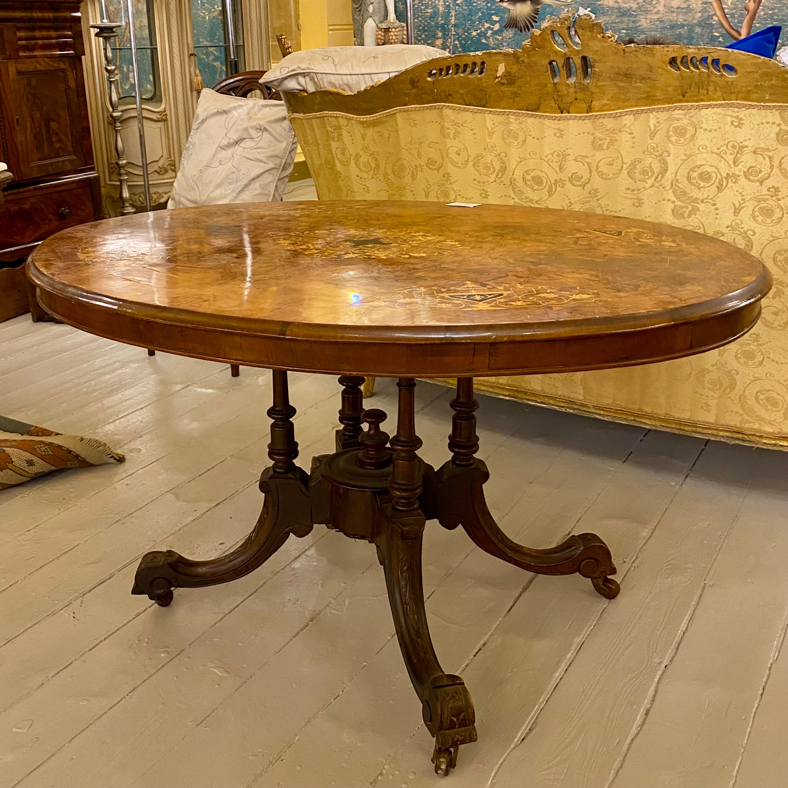 Antique Burr Walnut Dining Table