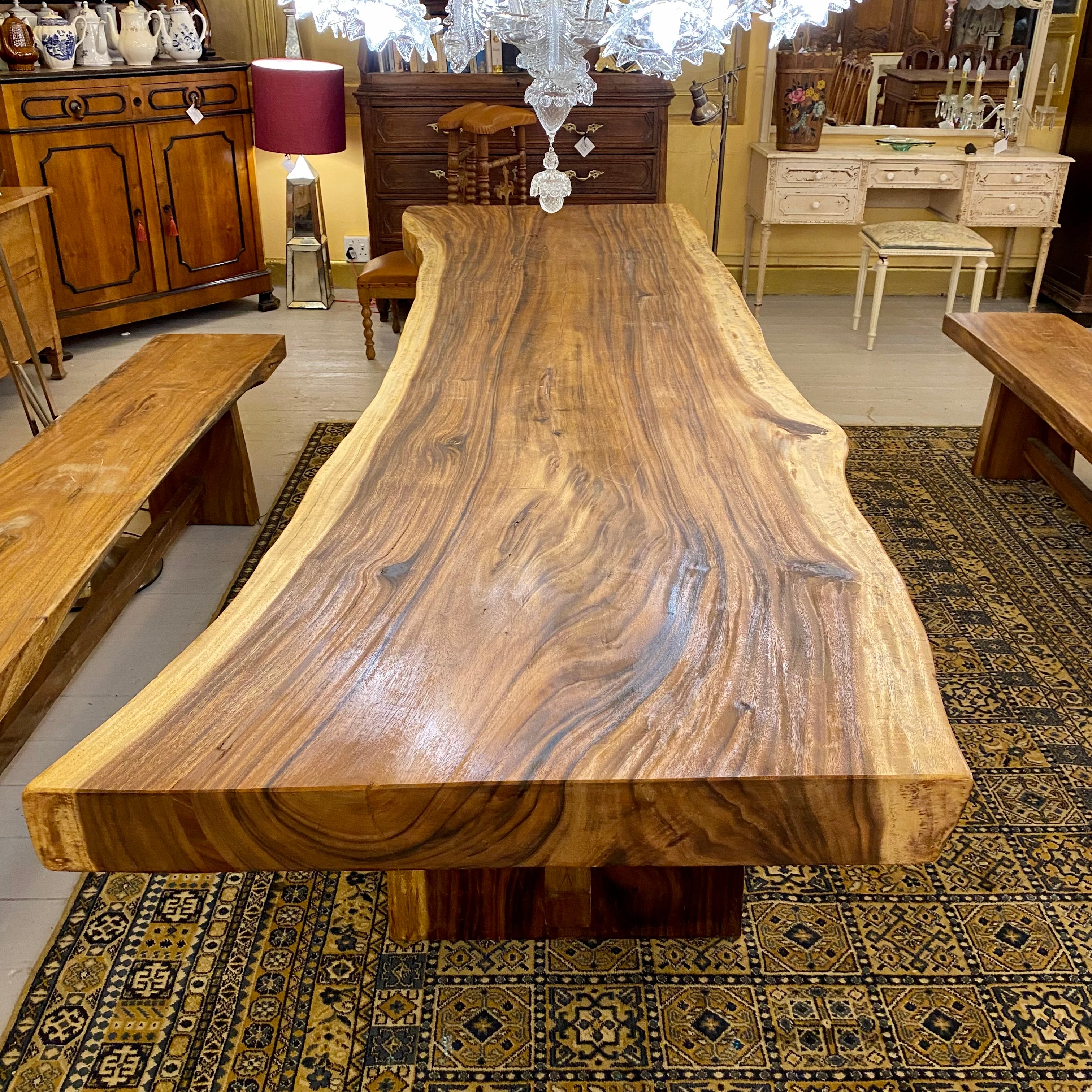 Large White Cedar Wood Dining Table