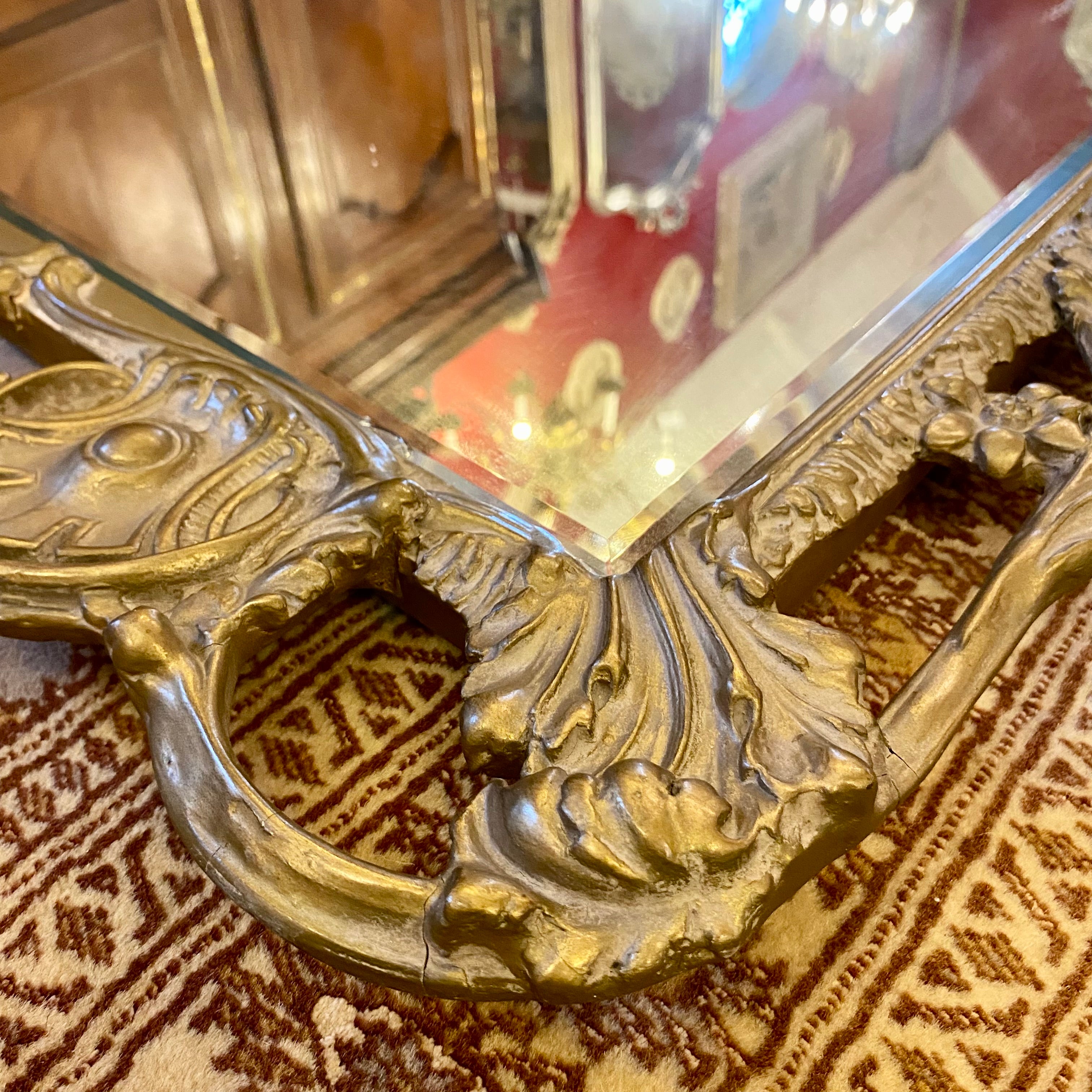 Antique French Beveled Mirror