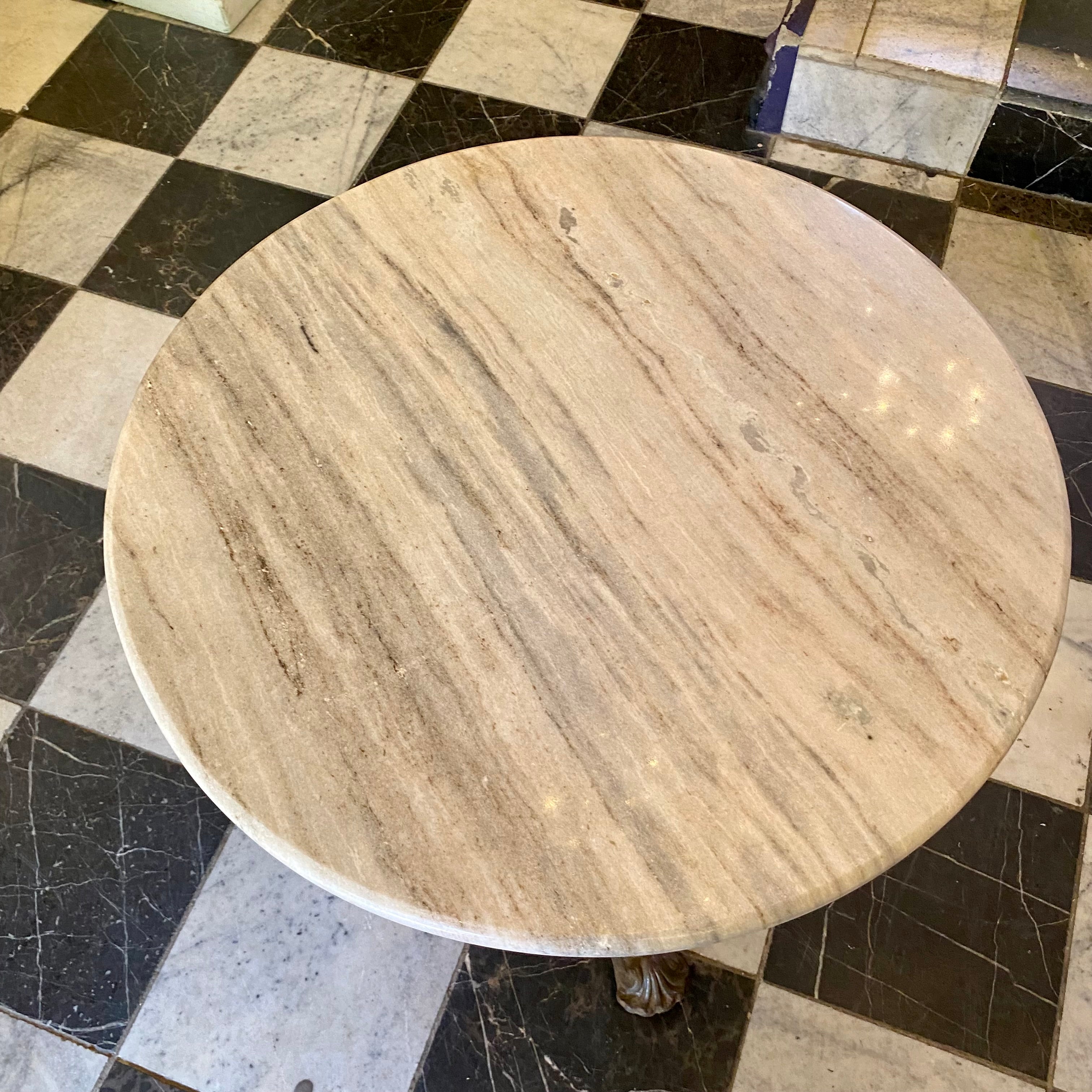 Creme/White Marble Top with Cast Iron Base