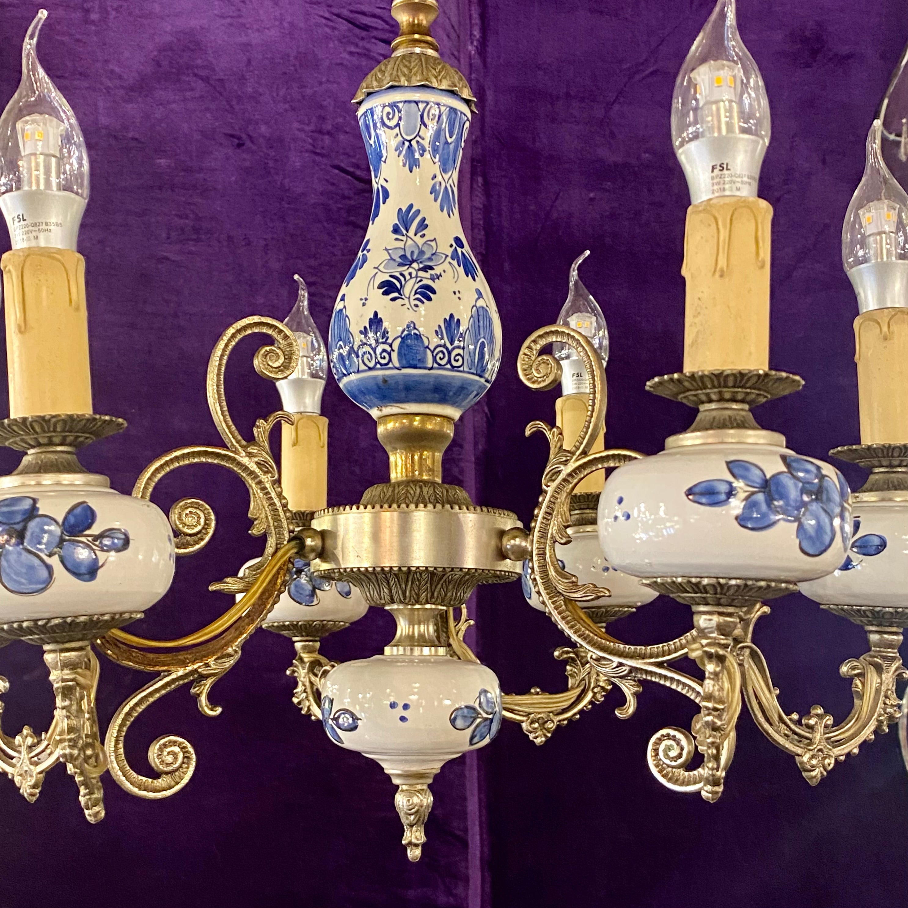 Unusual Antique Delft Chandelier - SOLD