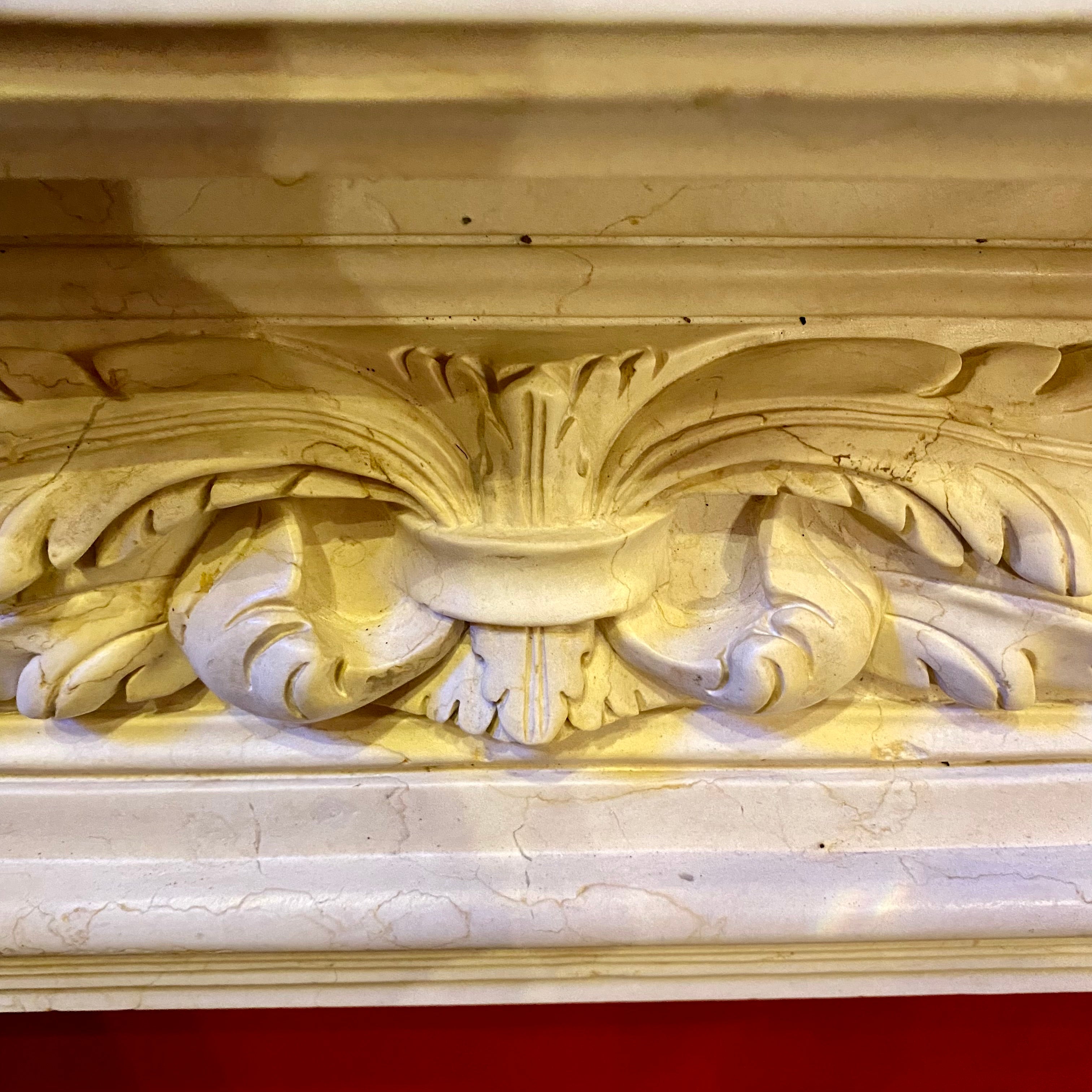 Hand Carved Travertine Marble Fireplace Surround - SOLD