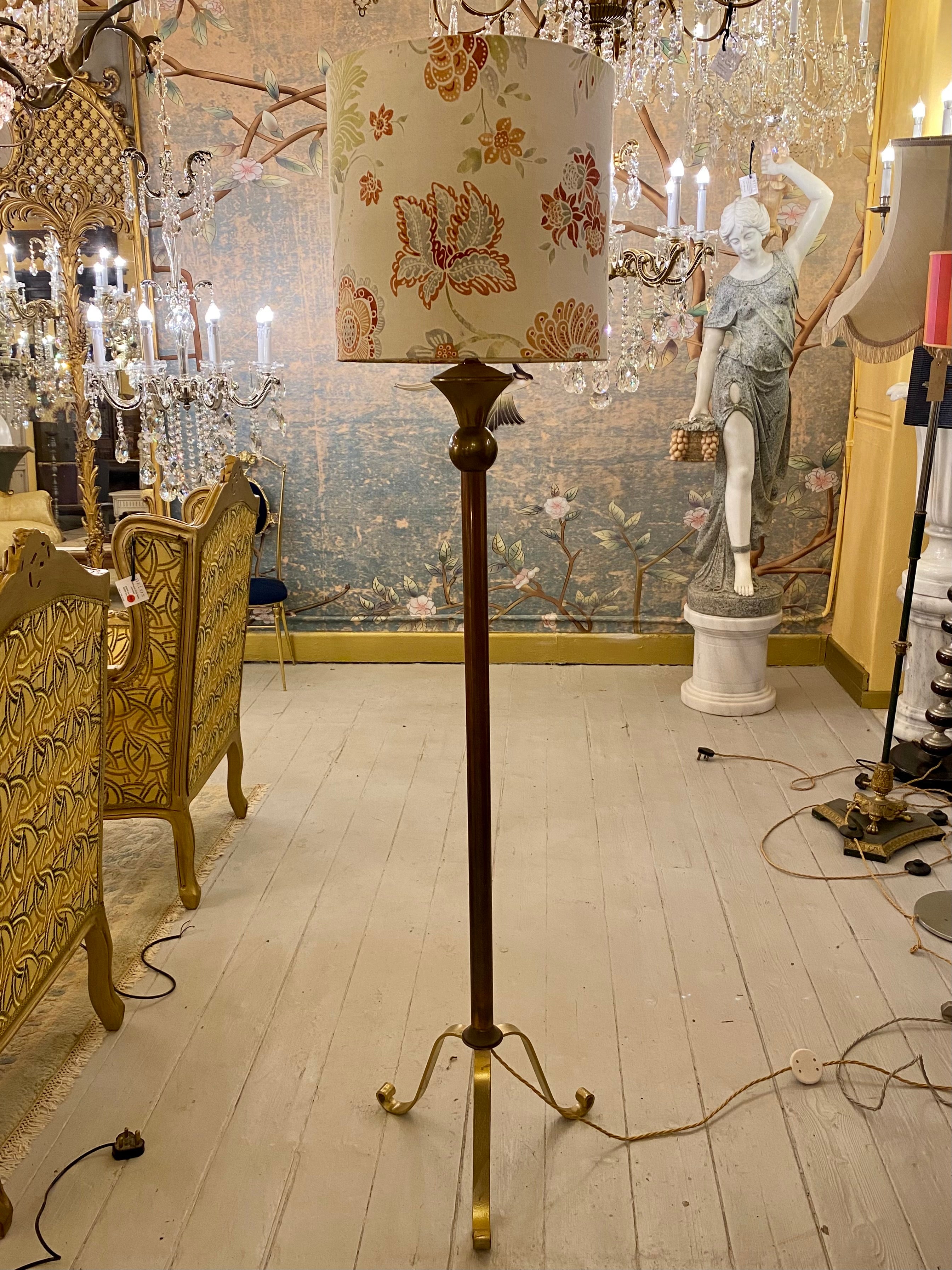 Art Deco Copper & Brass Standing Lamp