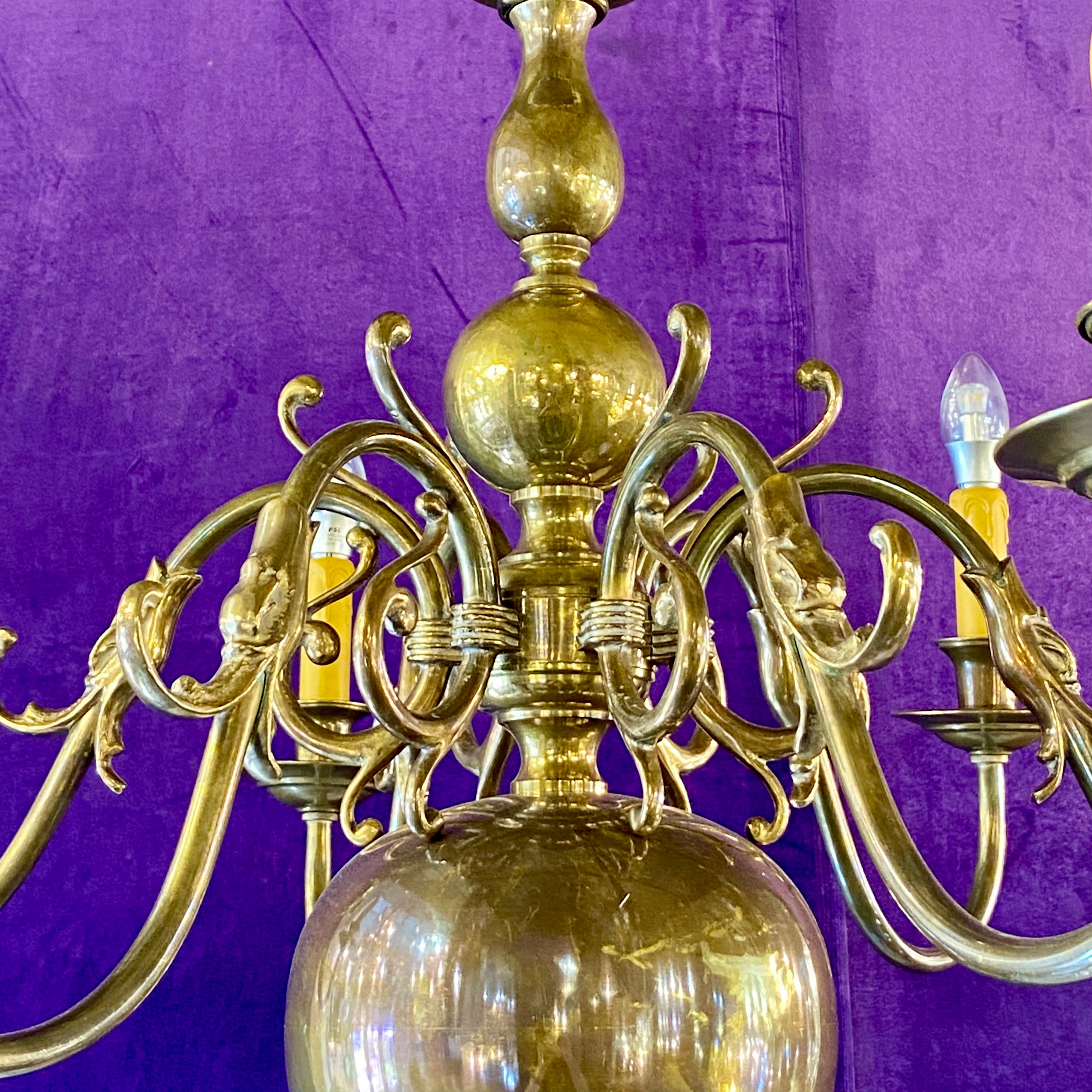 Antique Brass Flemish Chandelier - SOLD