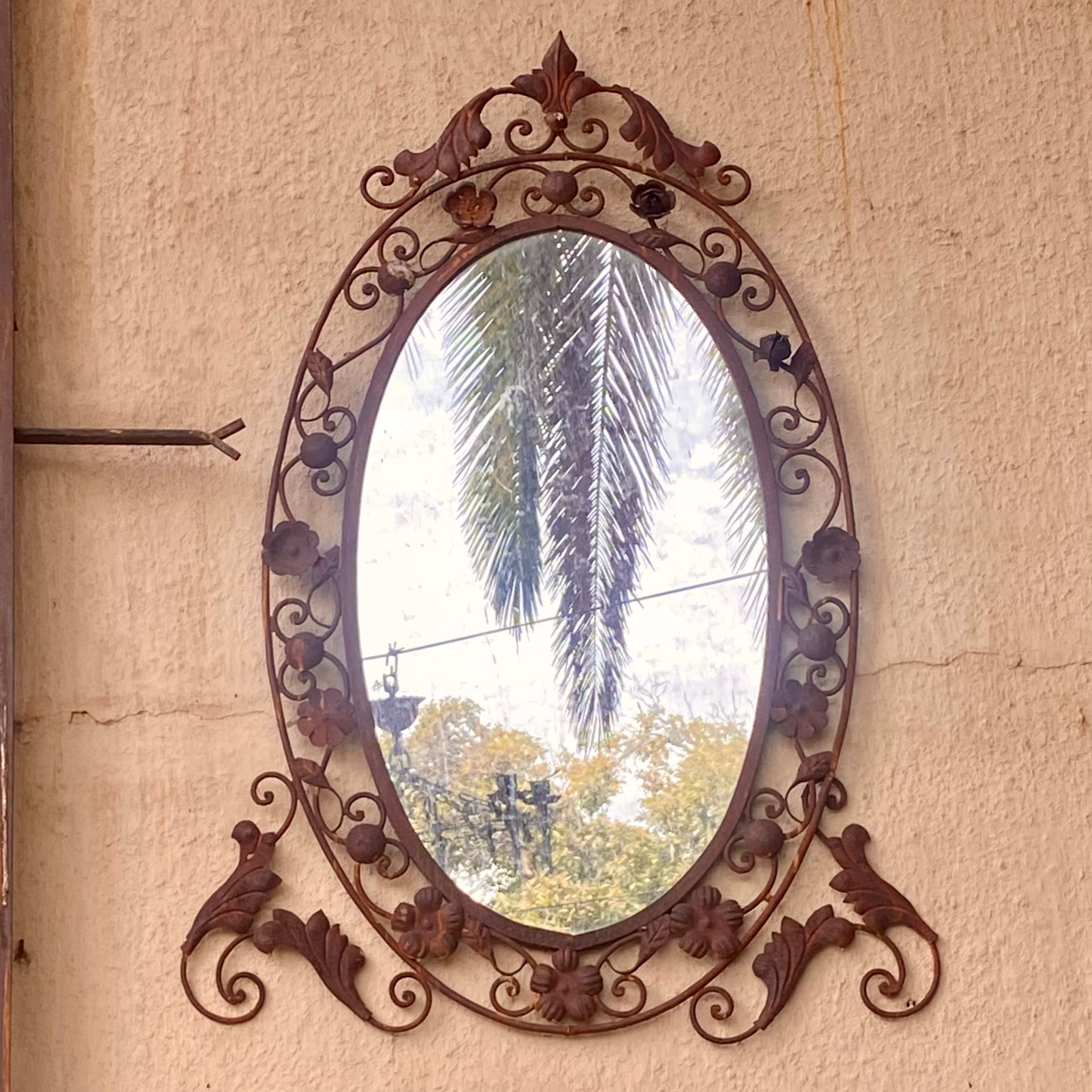 A Rusted Wrought Iron Mirror - SOLD