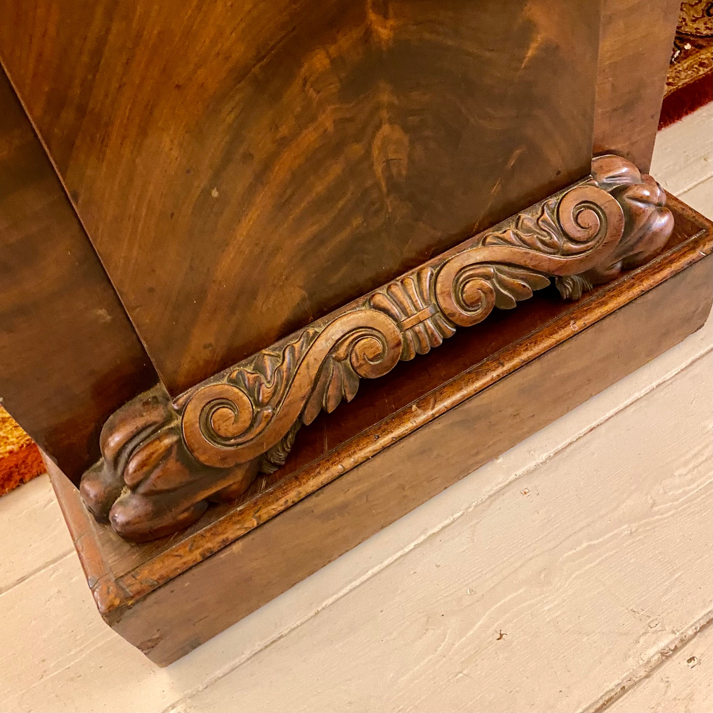 Victorian Mahogany Server with Carved Detail & Brass Handles