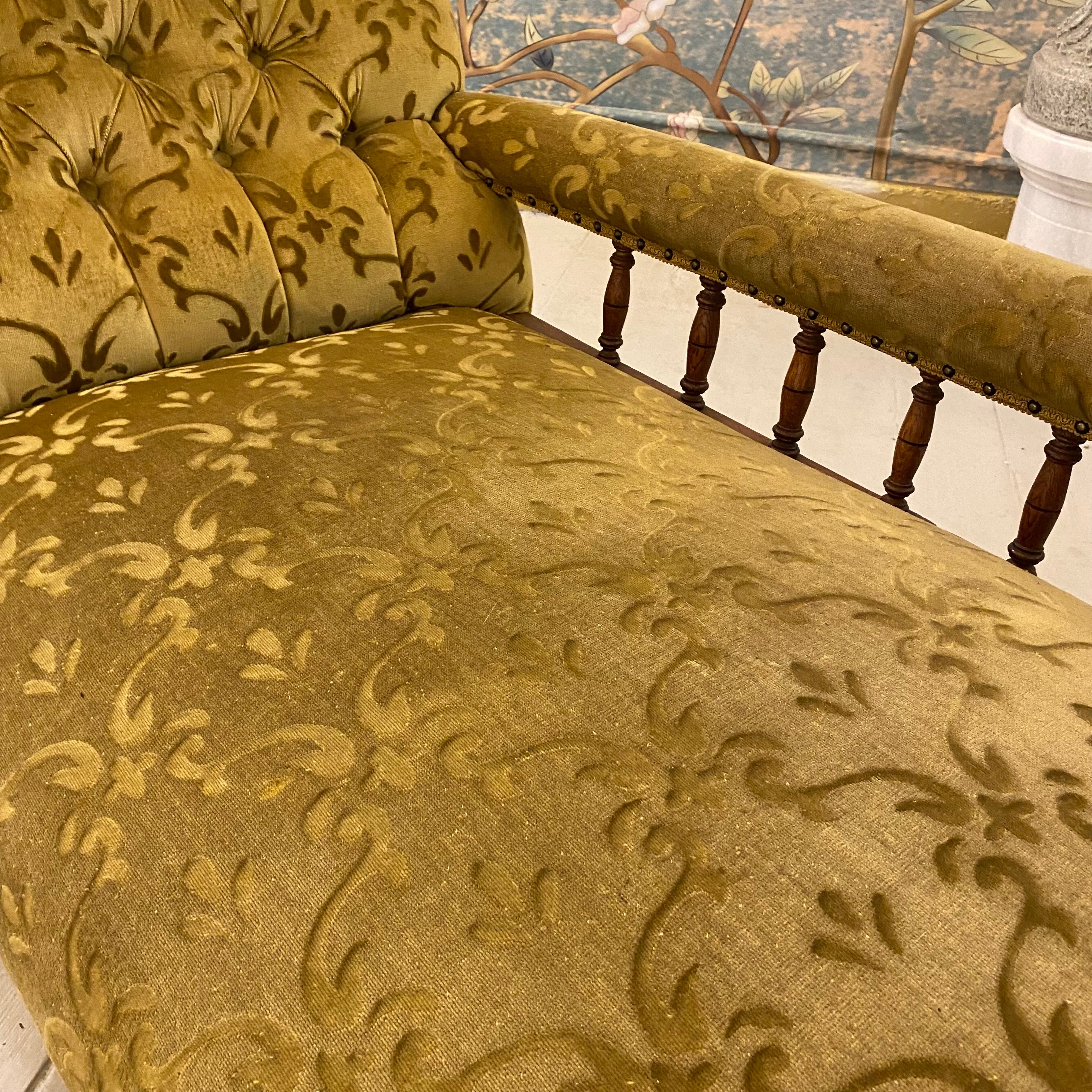 Antique Velvet Chaise Lounge