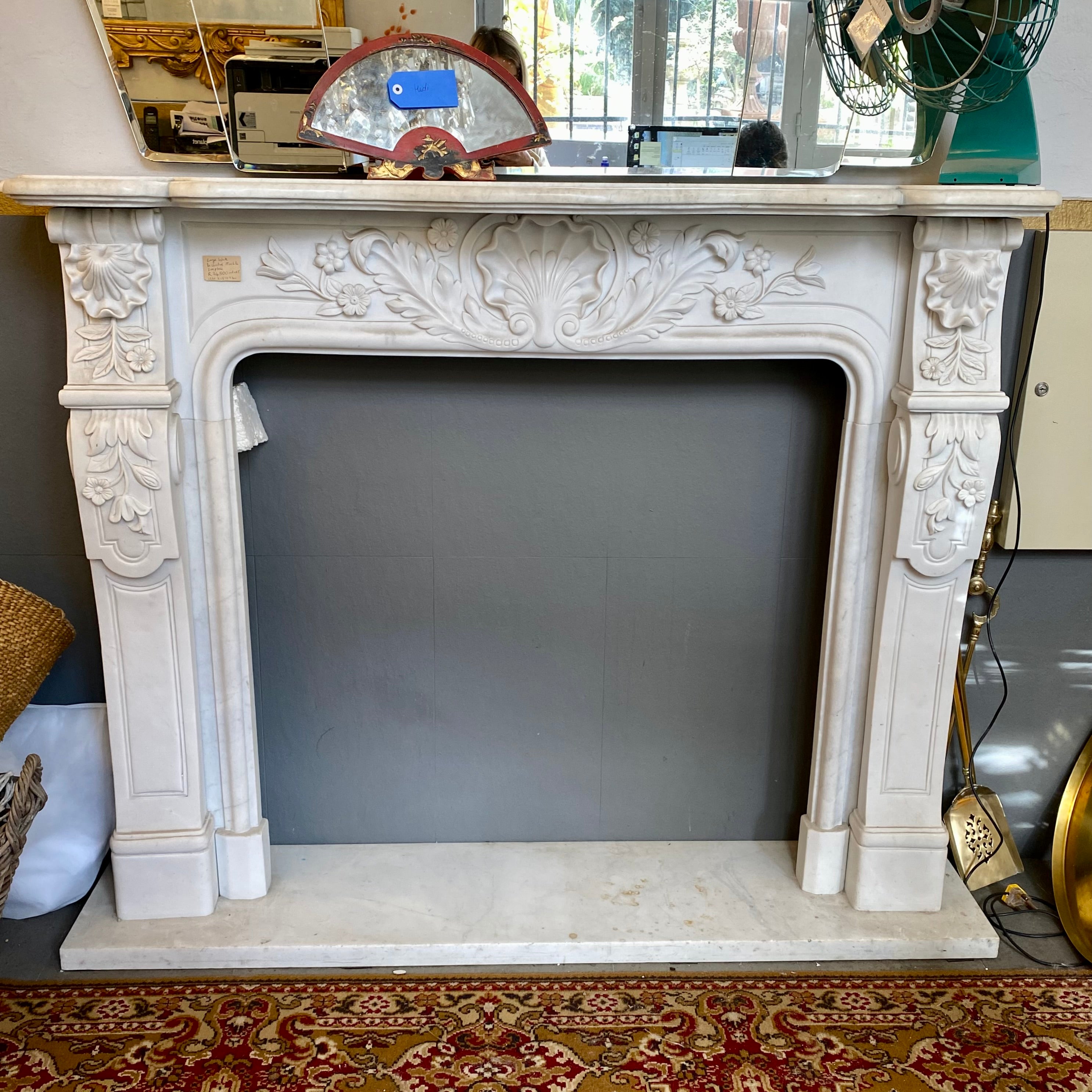 White Marble Hand Carved Fireplace Surround - SOLD