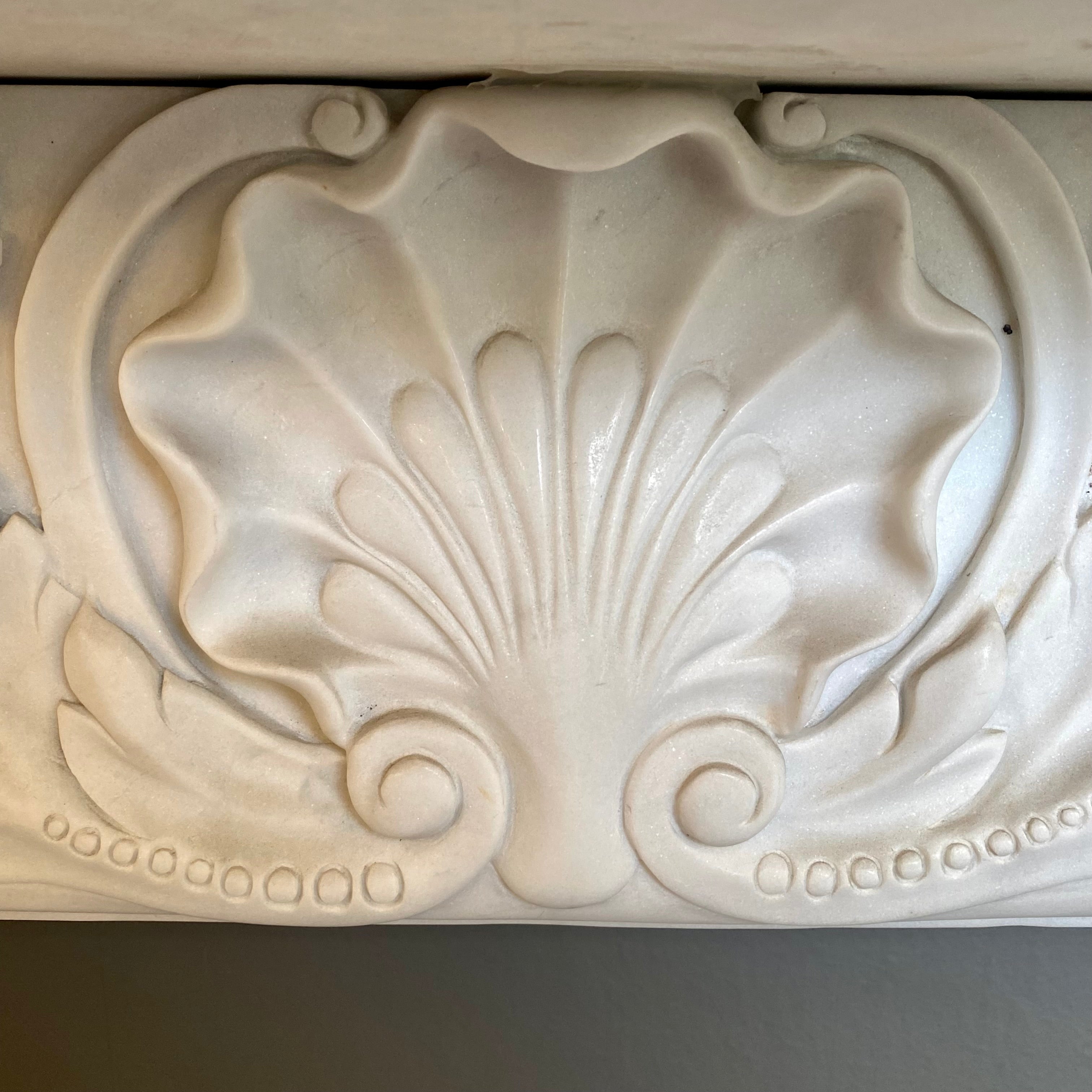 White Marble Hand Carved Fireplace Surround - SOLD