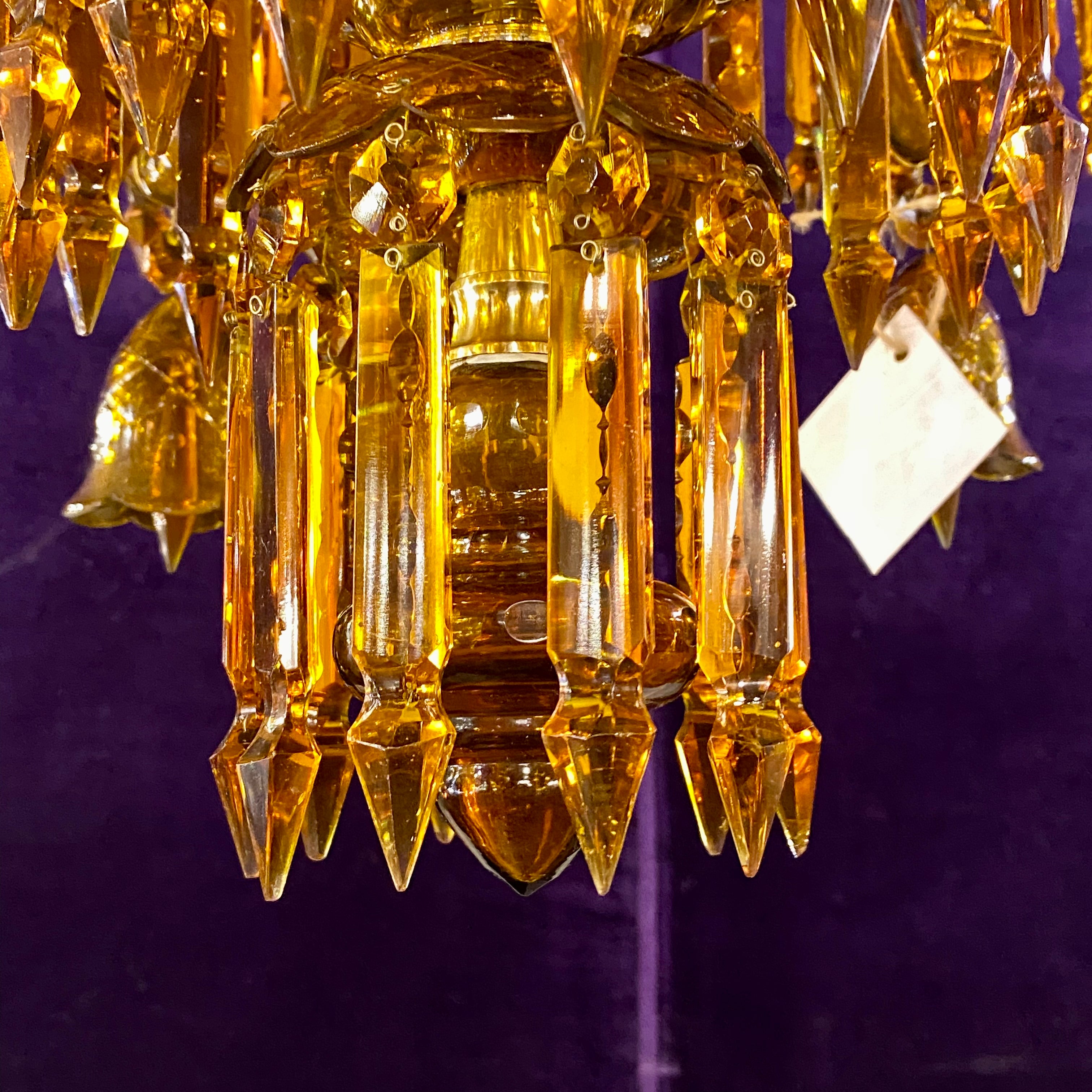 Amber Coloured Murano Glass Style Chandelier