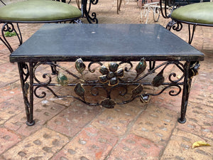 Wrought Iron Coffee Table with Polished Slate Top