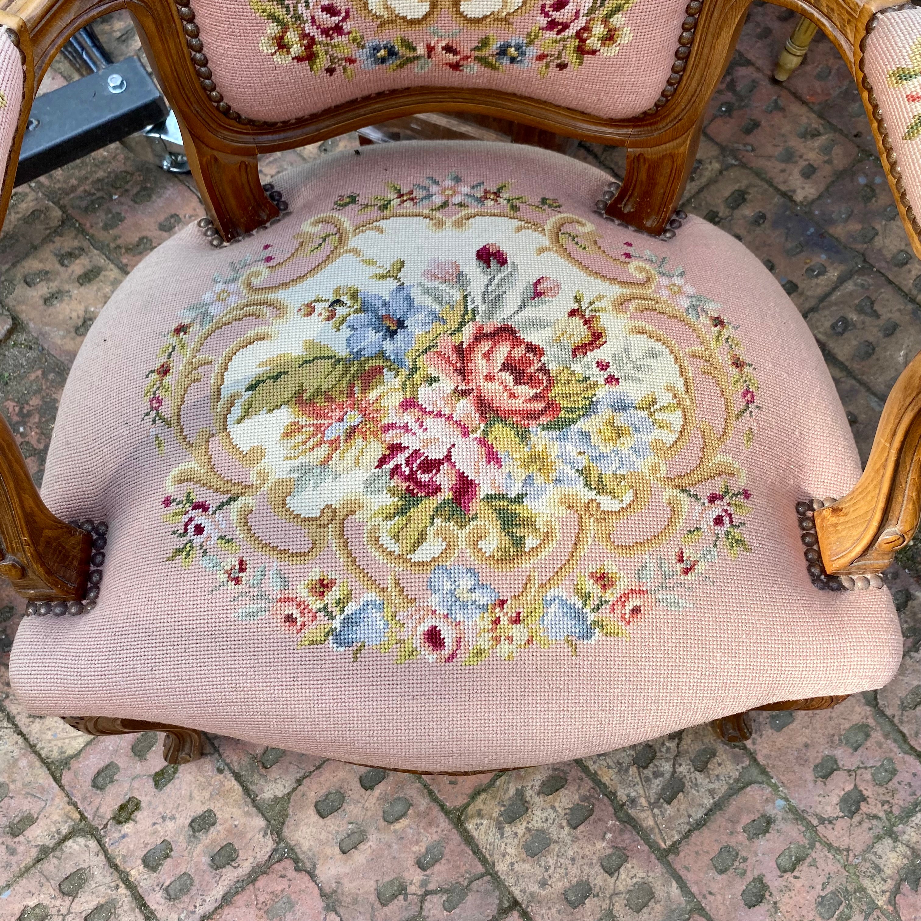 Antique Needlepoint Armchair - SOLD