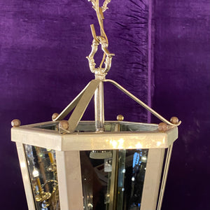 An Aged Nickel Lantern with Smokey Glass