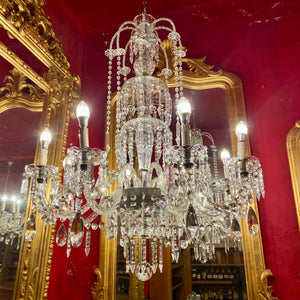 Very Rare 1930's Bohemian Czeckoslovakian Glass and Crystal Chandelier with Original Crystals