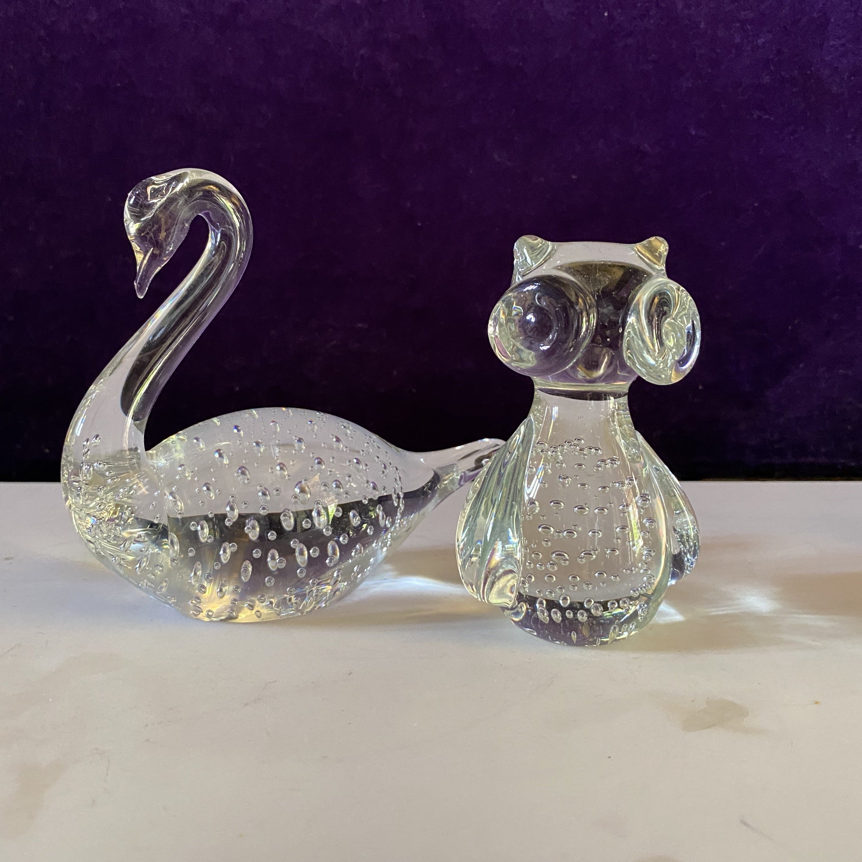 Vintage Murano Clear Glass Owl