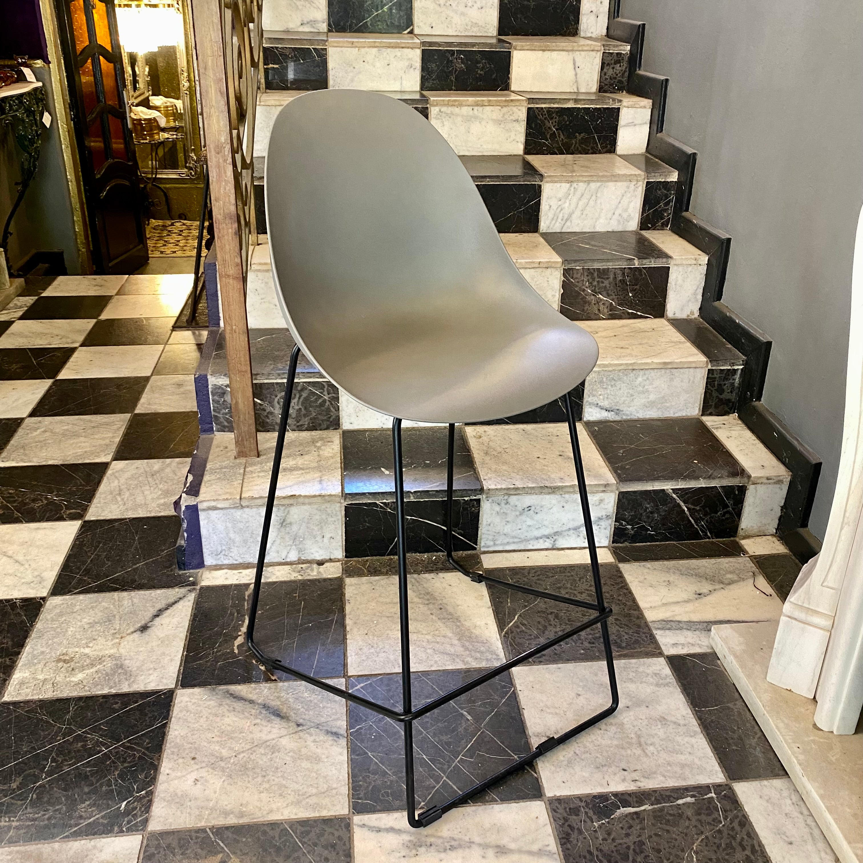 Modern Grey Bar Stools with Steel Legs