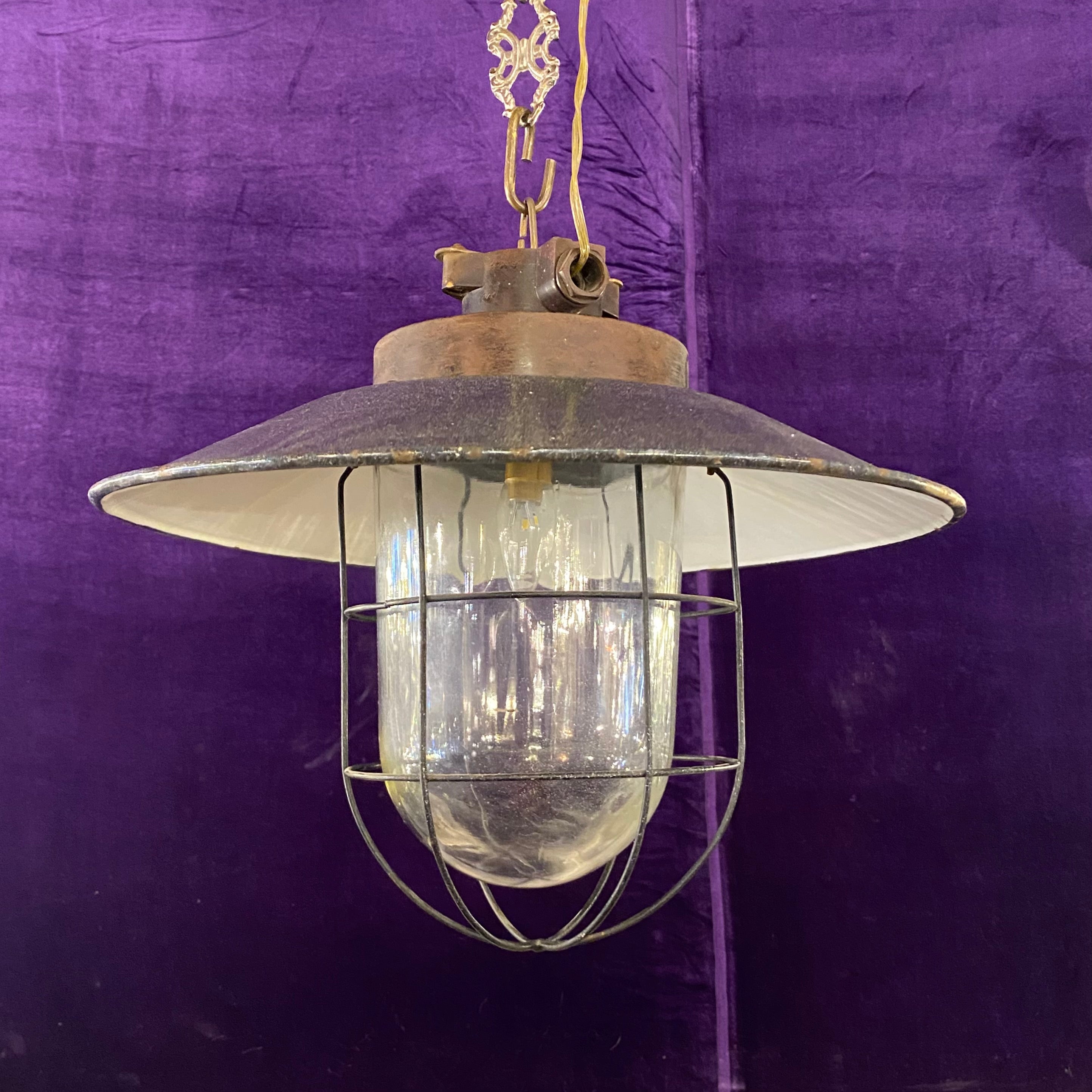 Vintage Ship Light with Glass Dome - SOLD