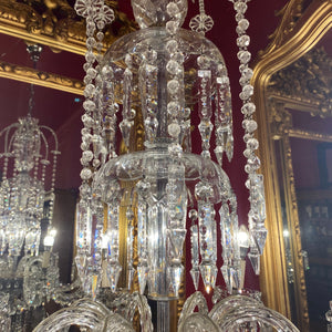 Very Rare 1930's Bohemian Czeckoslovakian Glass and Crystal Chandelier with Original Crystals