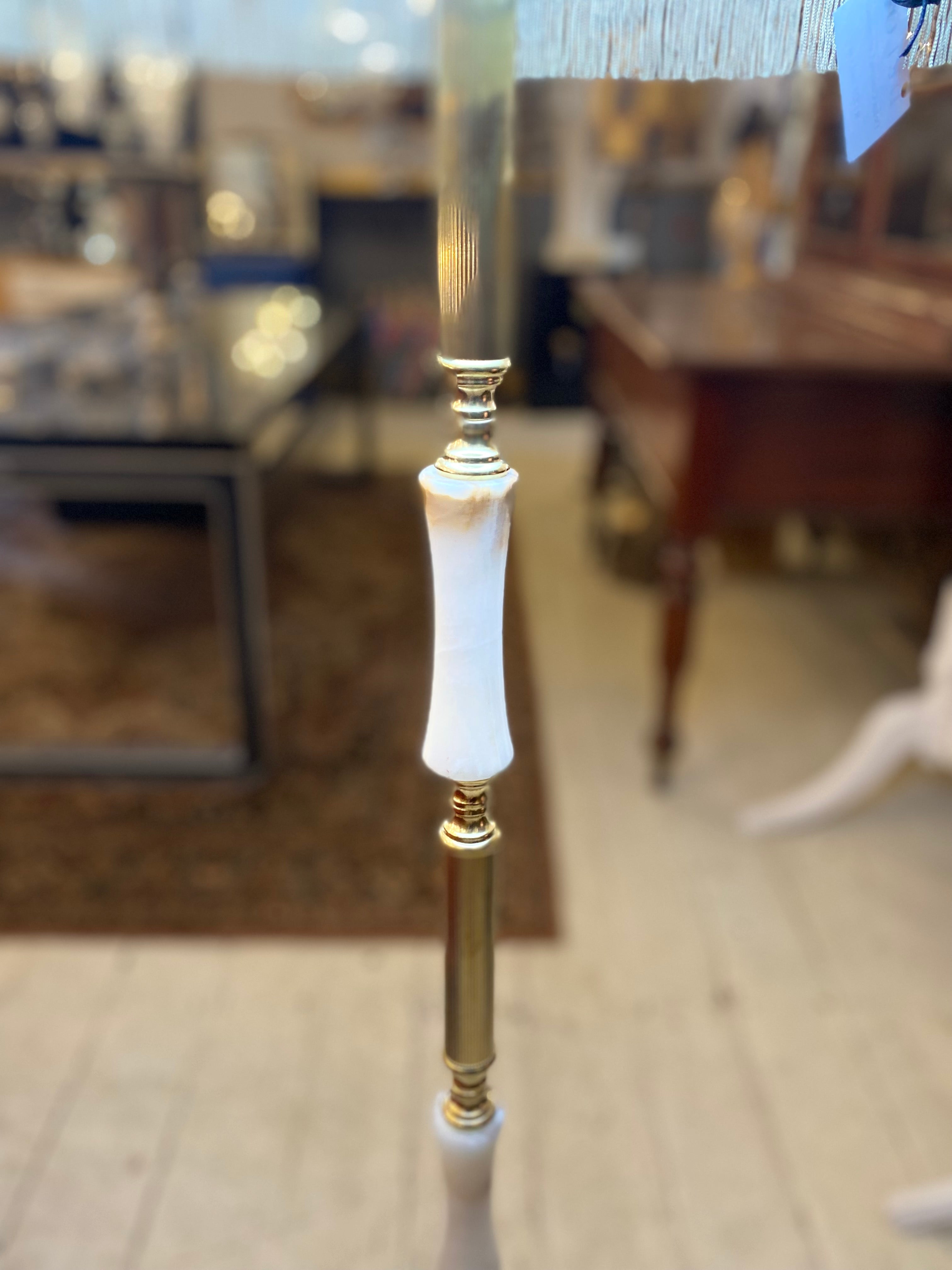 Vintage Italian Brass and Marble Standing Lamp