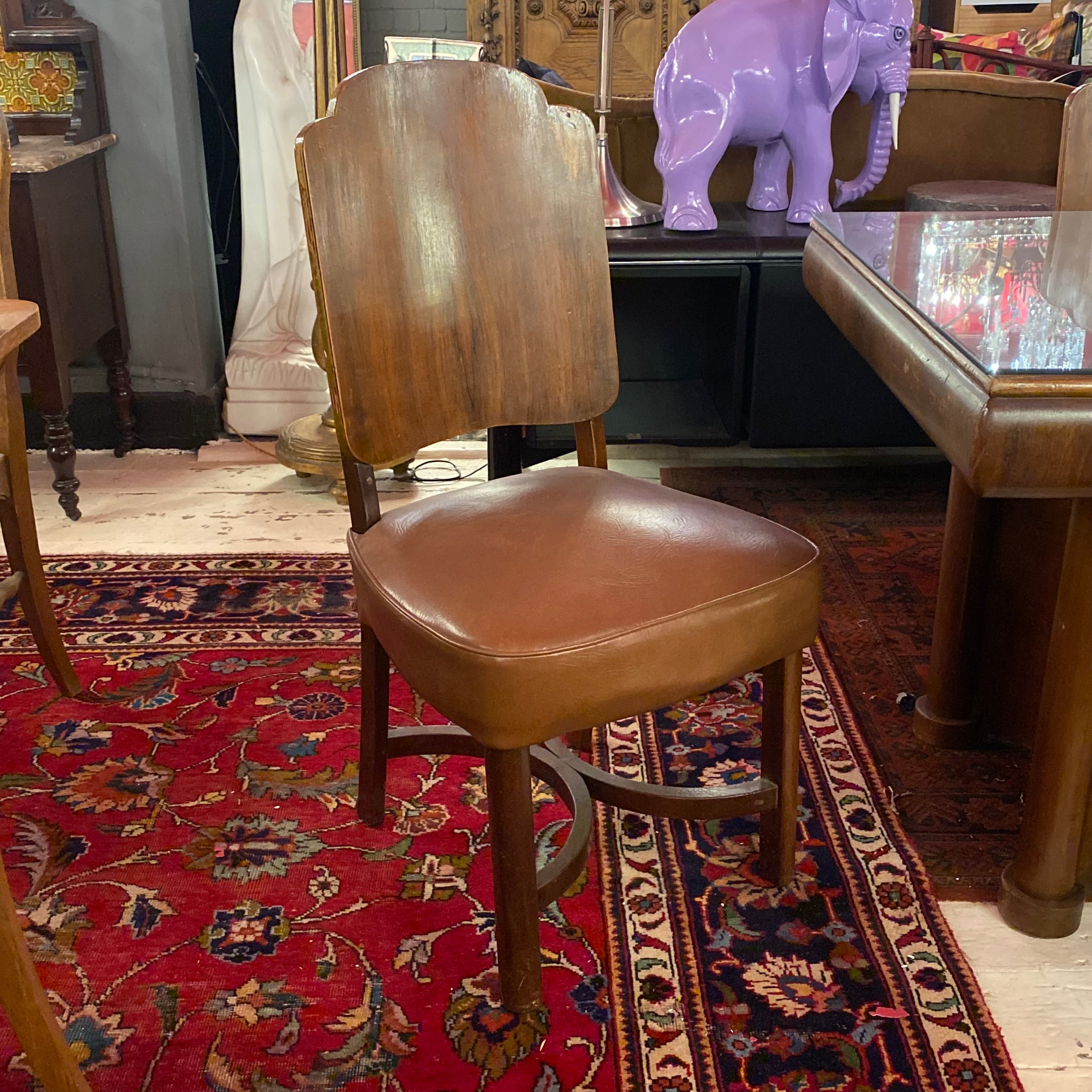 Art Deco Dining Table with Six Matching Chairs