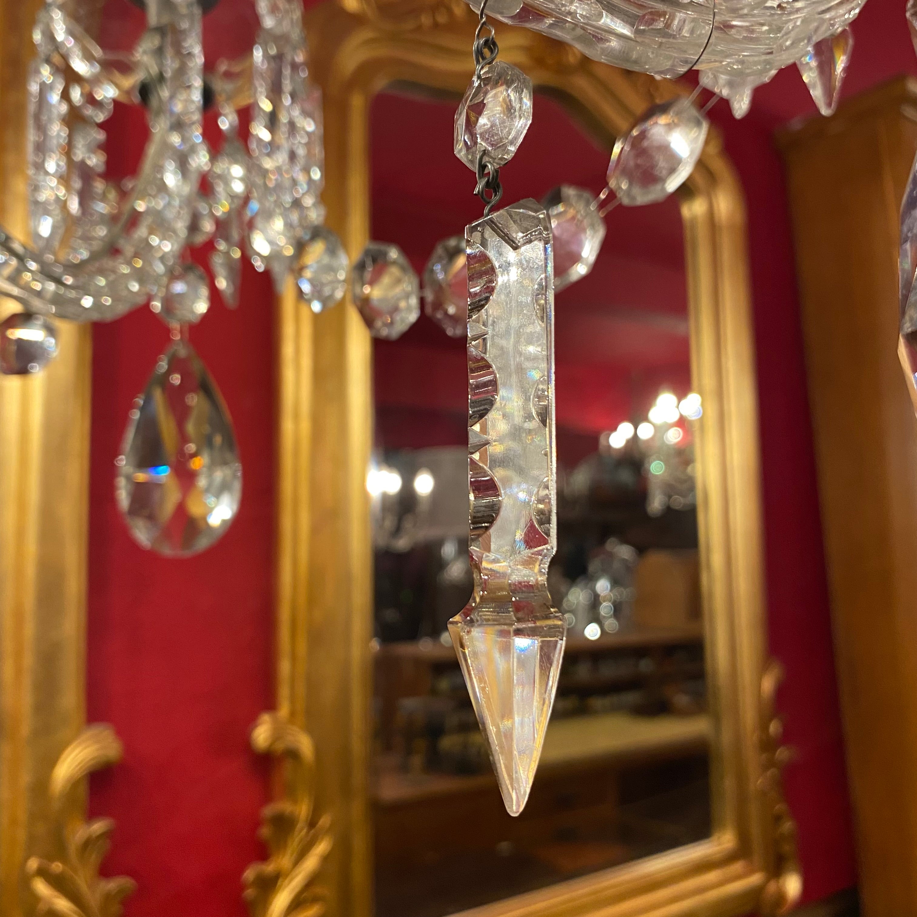 Very Rare 1930's Bohemian Czeckoslovakian Glass and Crystal Chandelier with Original Crystals