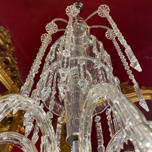 Very Rare 1930's Bohemian Czeckoslovakian Glass and Crystal Chandelier with Original Crystals