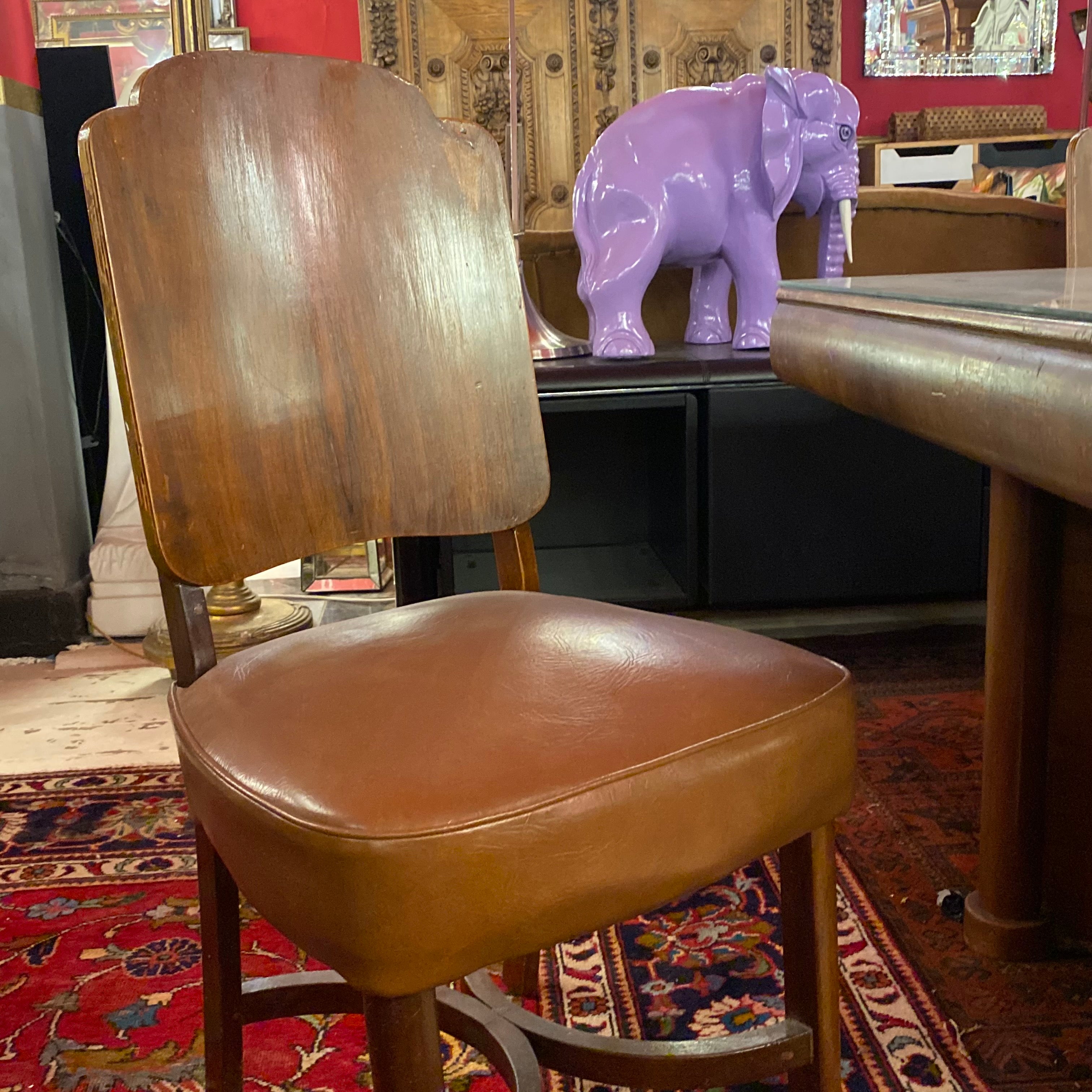 Art Deco Dining Table with Six Matching Chairs