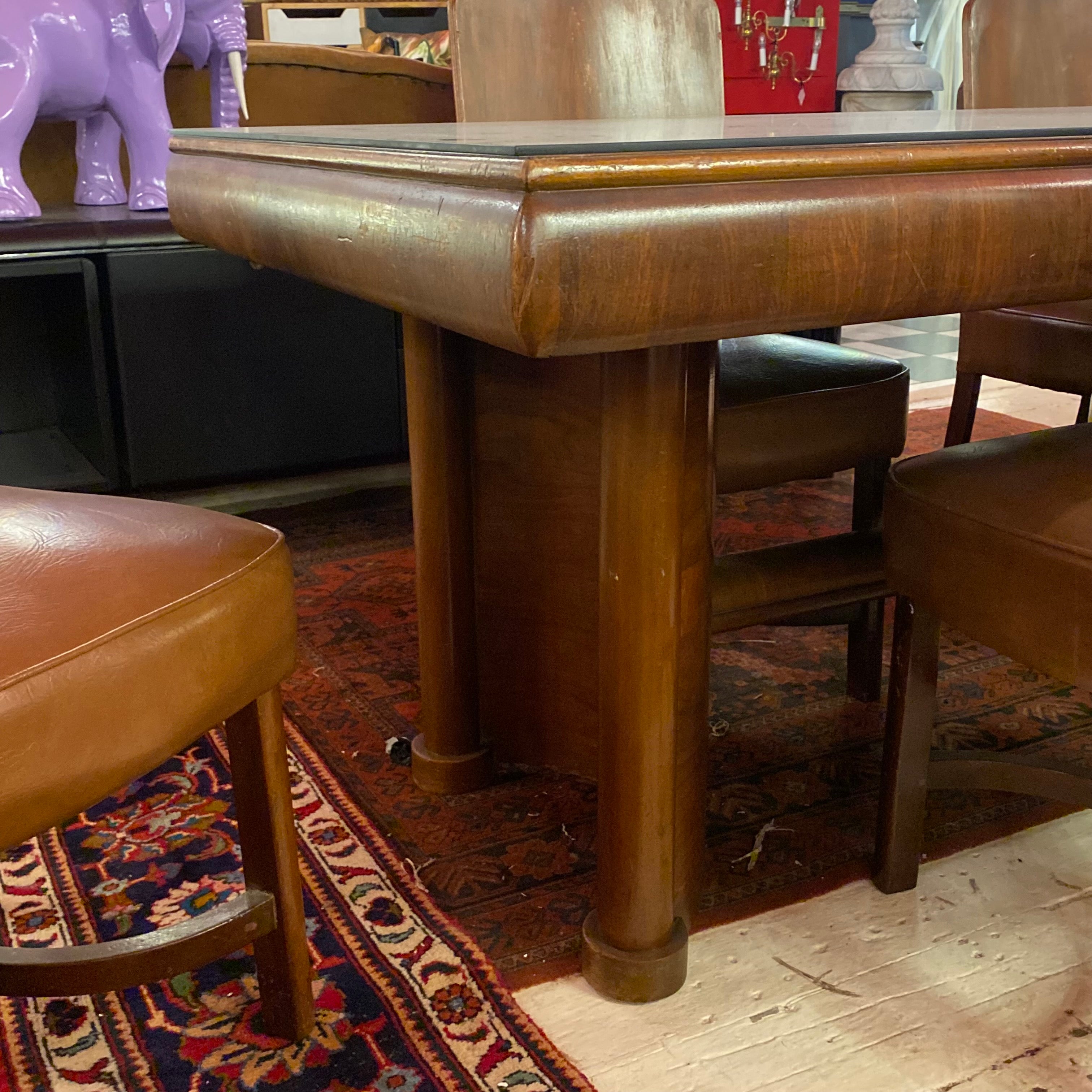 Art Deco Dining Table with Six Matching Chairs